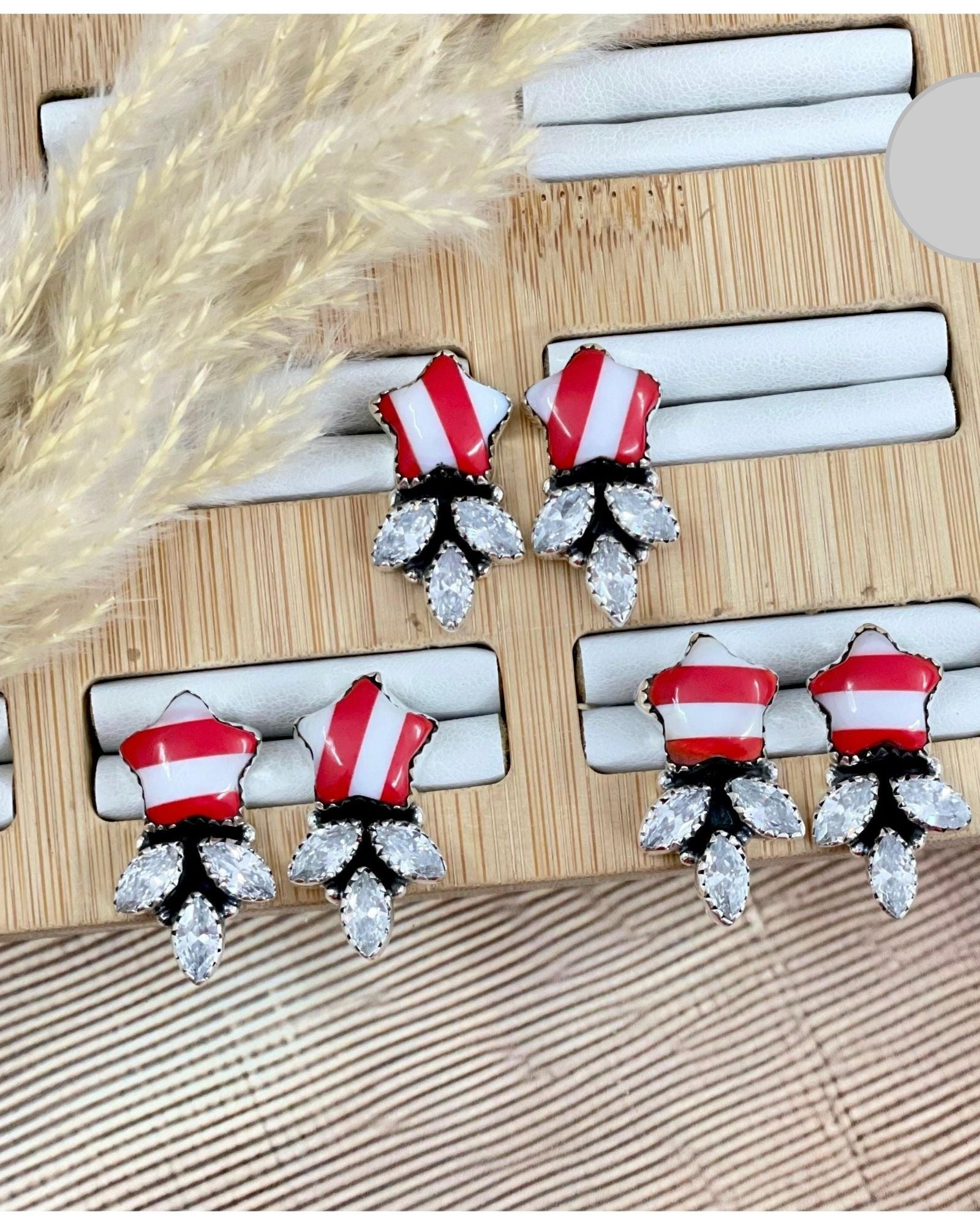 Crystal & Star Holiday Stone Earrings-Stud Earrings-Krush Kandy, Women's Online Fashion Boutique Located in Phoenix, Arizona (Scottsdale Area)