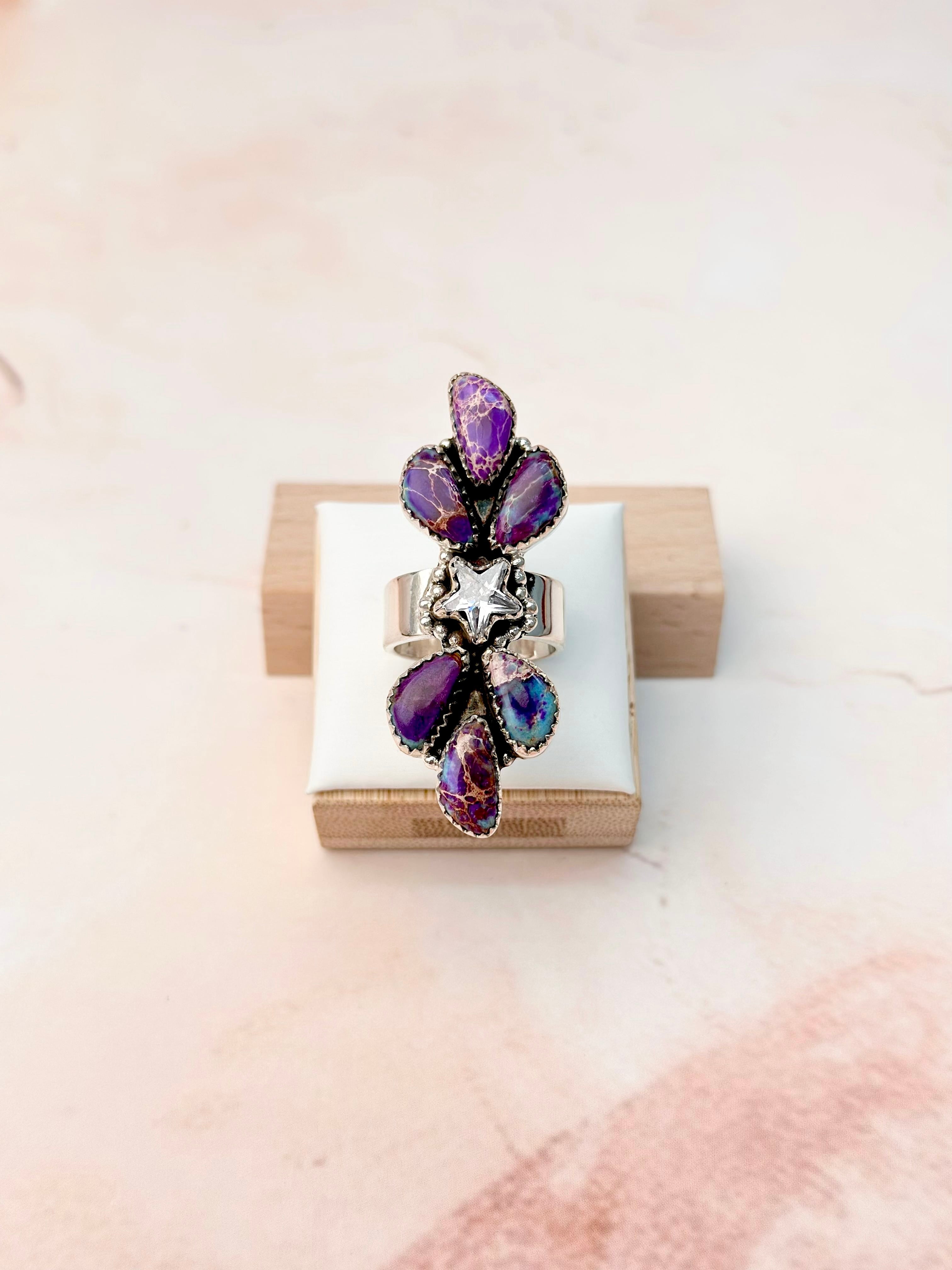 Desert Jasper Petal & Star Crawler Ring-Rings-Krush Kandy, Women's Online Fashion Boutique Located in Phoenix, Arizona (Scottsdale Area)