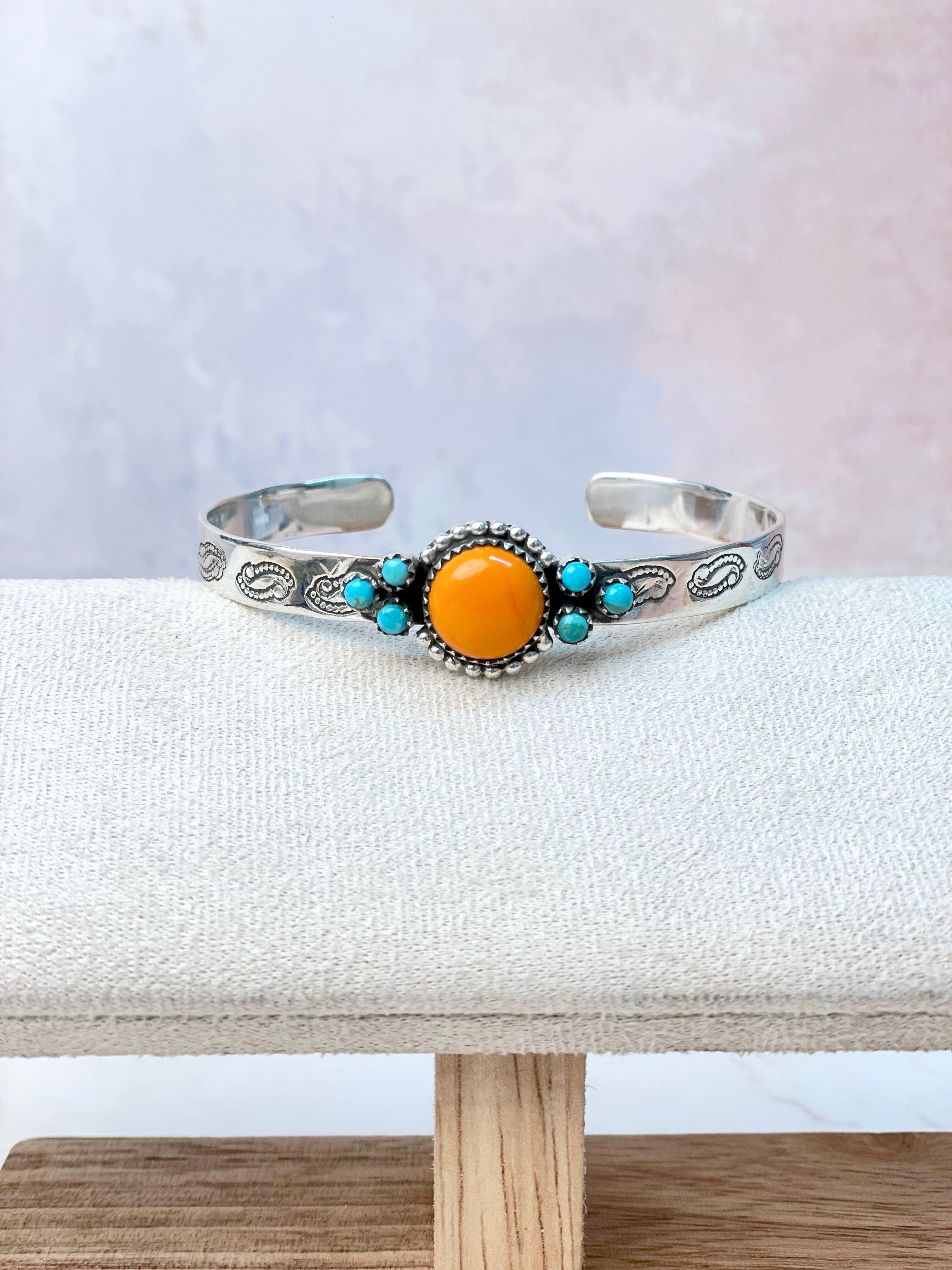 Rosarita Round Bar Turquoise Cuff-Bracelets-Krush Kandy, Women's Online Fashion Boutique Located in Phoenix, Arizona (Scottsdale Area)