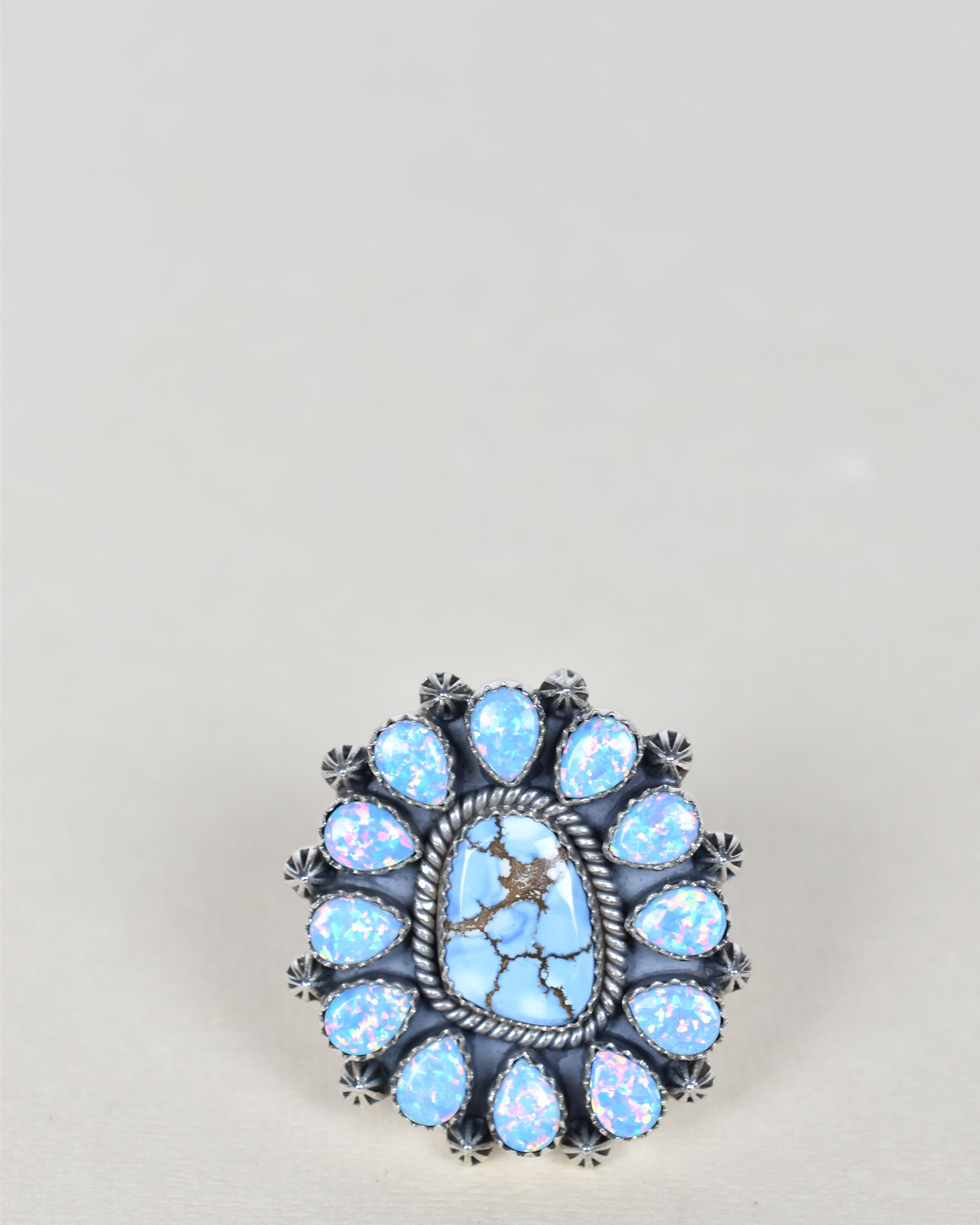 Golden Hills & Light Blue Opal One of A Kind Ring-Cluster Rings-Krush Kandy, Women's Online Fashion Boutique Located in Phoenix, Arizona (Scottsdale Area)