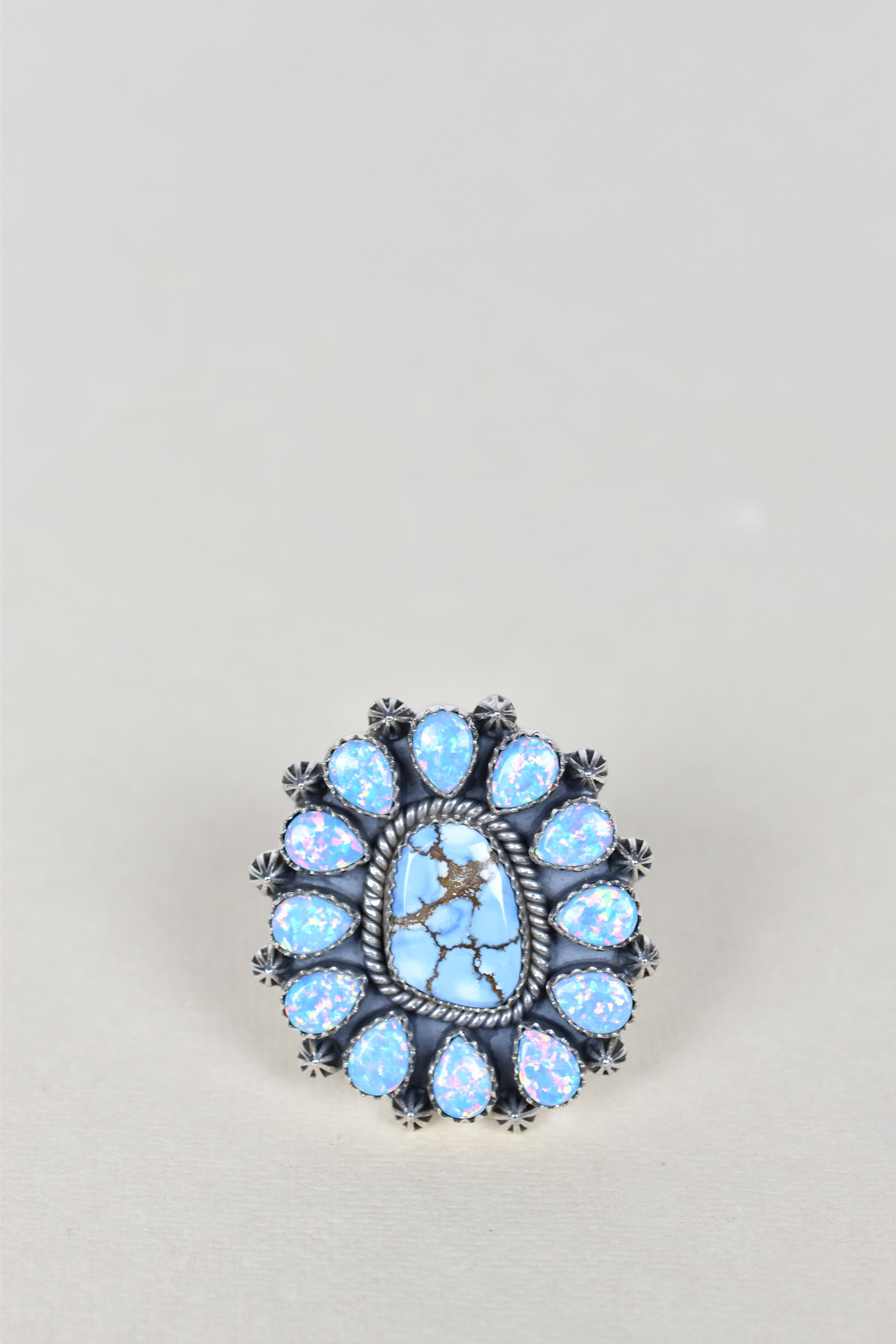 Golden Hills & Light Blue Opal One of A Kind Ring-Cluster Rings-Krush Kandy, Women's Online Fashion Boutique Located in Phoenix, Arizona (Scottsdale Area)