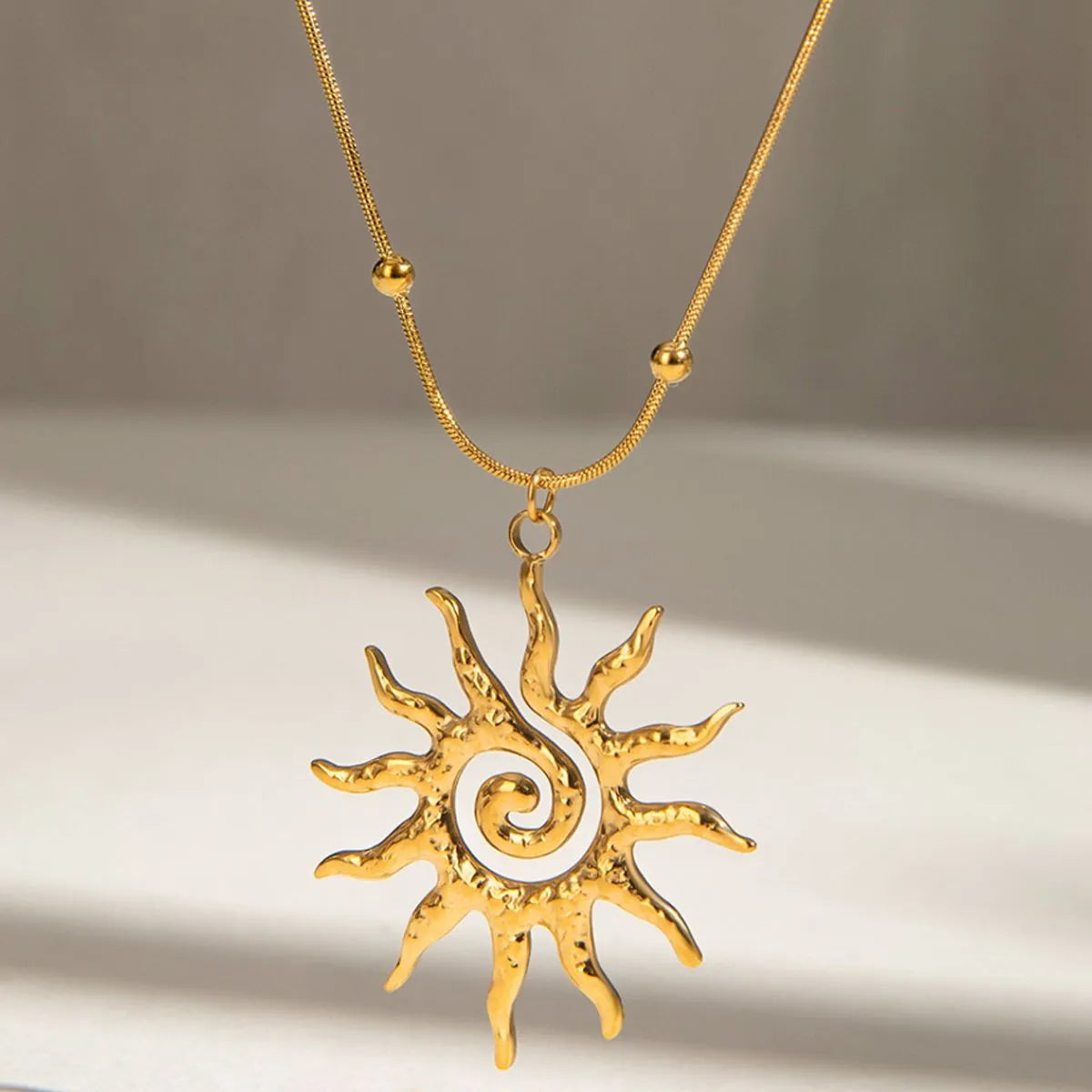 18K Gold-Plated Sun Pendant Necklace-Necklaces-Krush Kandy, Women's Online Fashion Boutique Located in Phoenix, Arizona (Scottsdale Area)