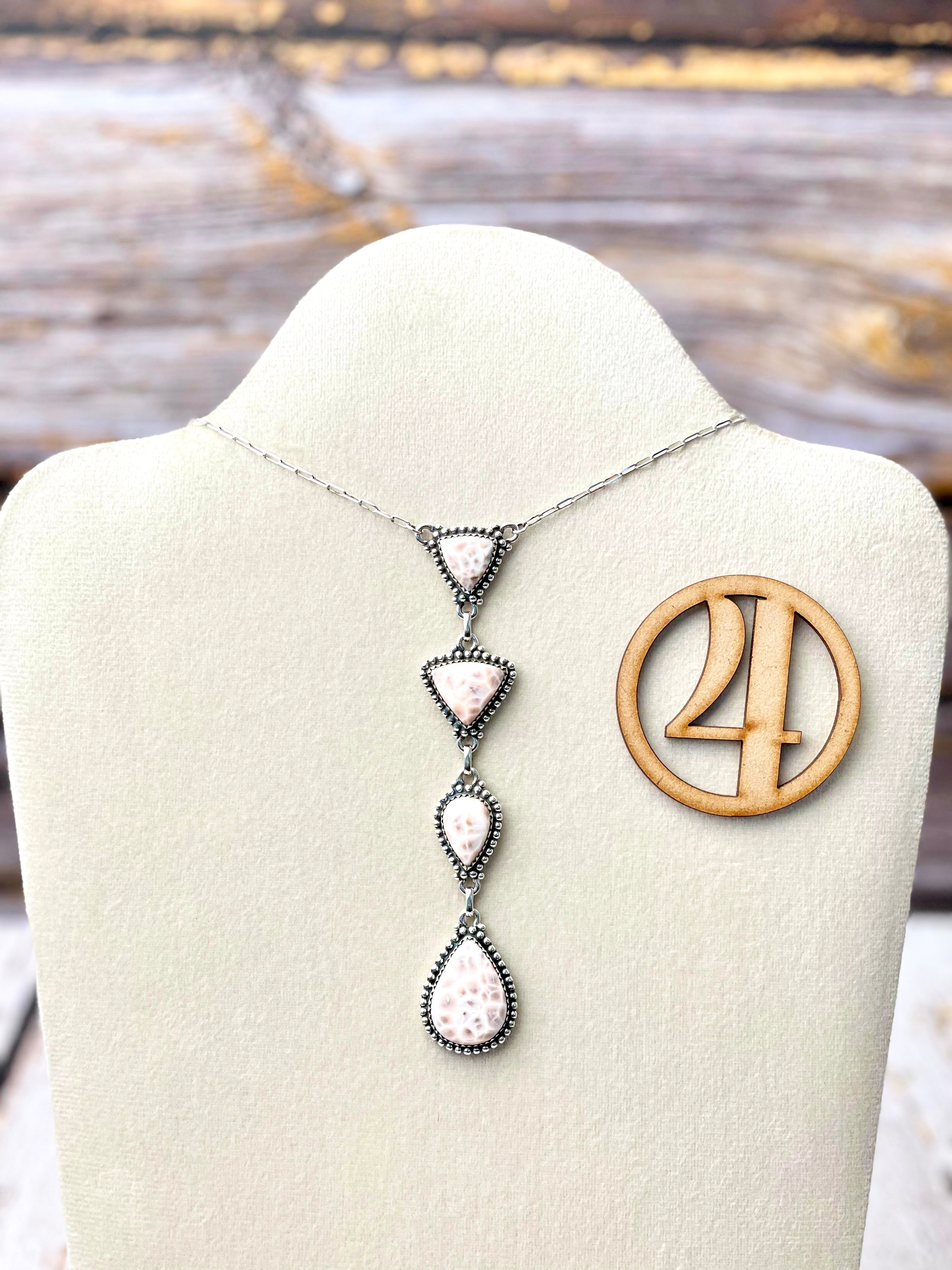 Pink Larimar Drop Necklace-Necklaces-Krush Kandy, Women's Online Fashion Boutique Located in Phoenix, Arizona (Scottsdale Area)