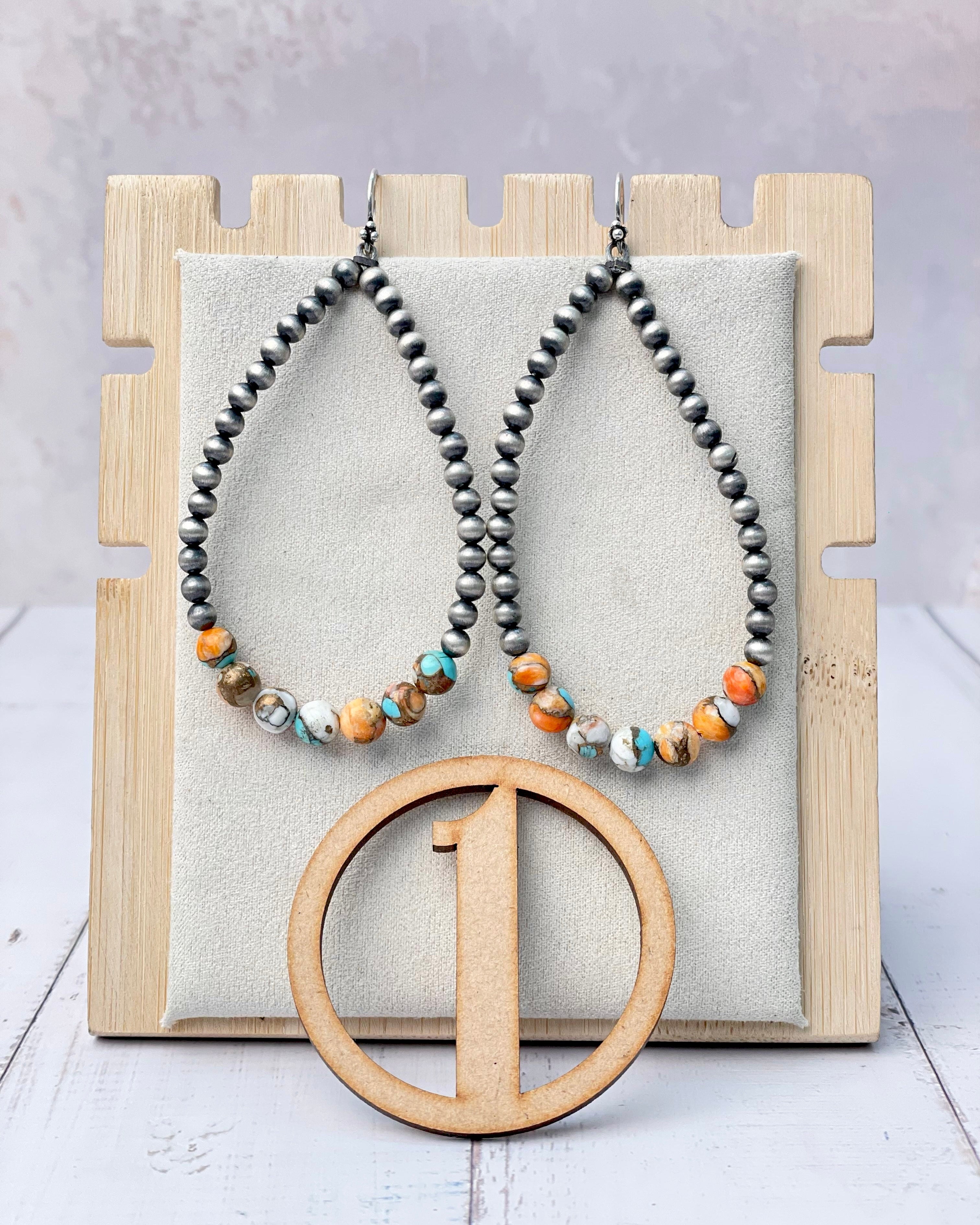 Desert Pearl & Stone Teardrop Earrings-Earrings-Krush Kandy, Women's Online Fashion Boutique Located in Phoenix, Arizona (Scottsdale Area)