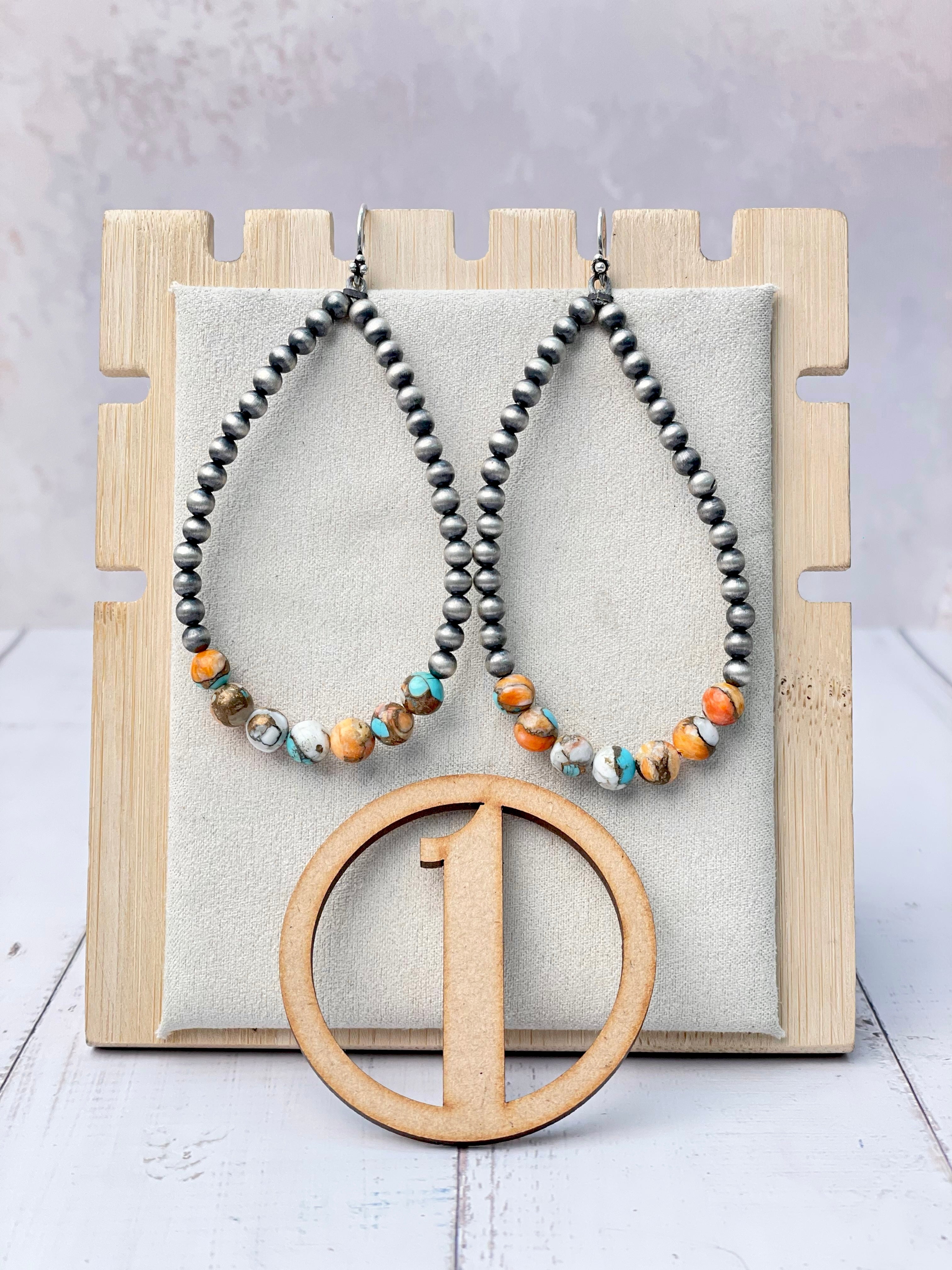 Desert Pearl & Stone Teardrop Earrings-Earrings-Krush Kandy, Women's Online Fashion Boutique Located in Phoenix, Arizona (Scottsdale Area)