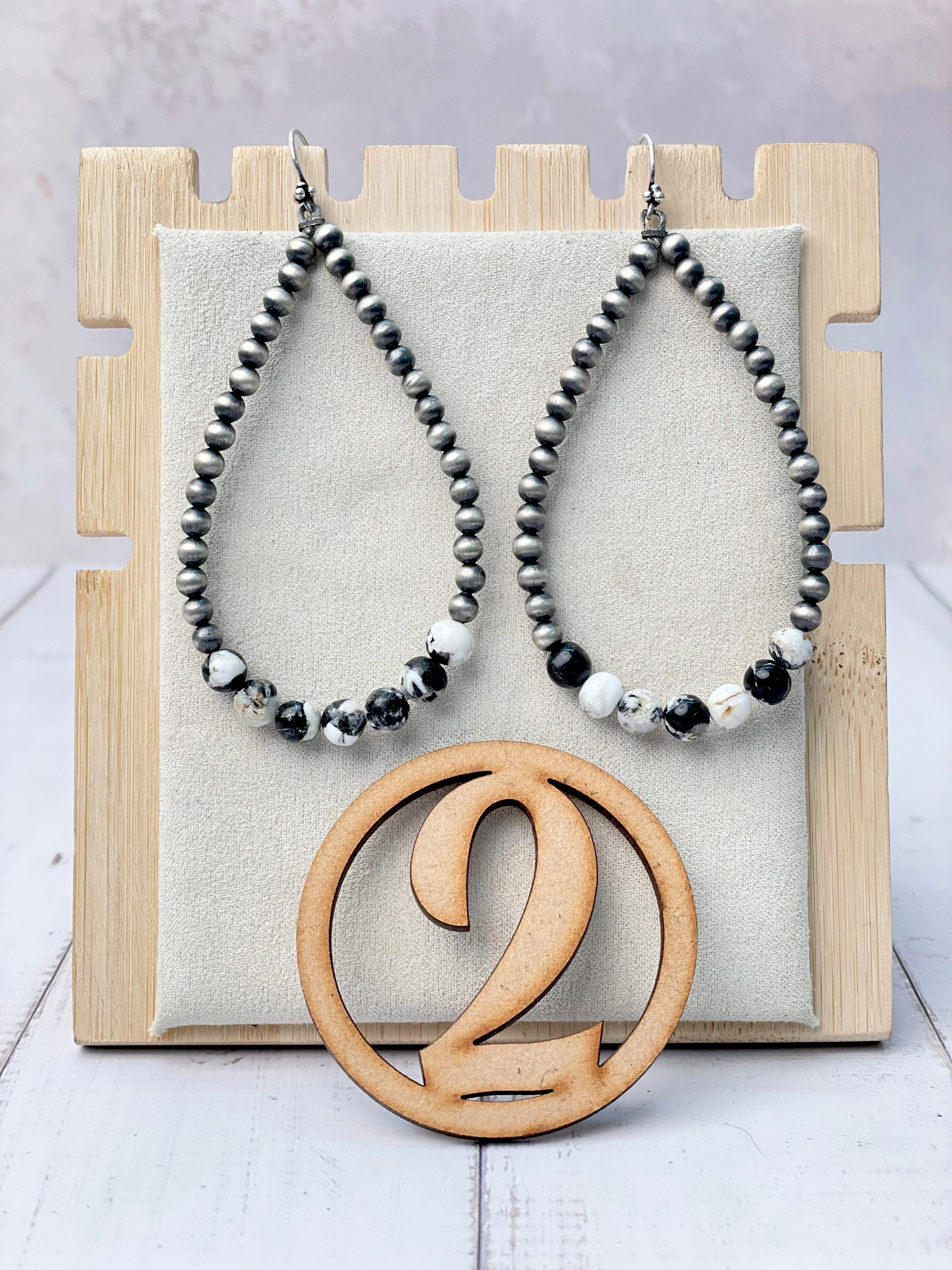 Desert Pearl & Stone Teardrop Earrings-Earrings-Krush Kandy, Women's Online Fashion Boutique Located in Phoenix, Arizona (Scottsdale Area)