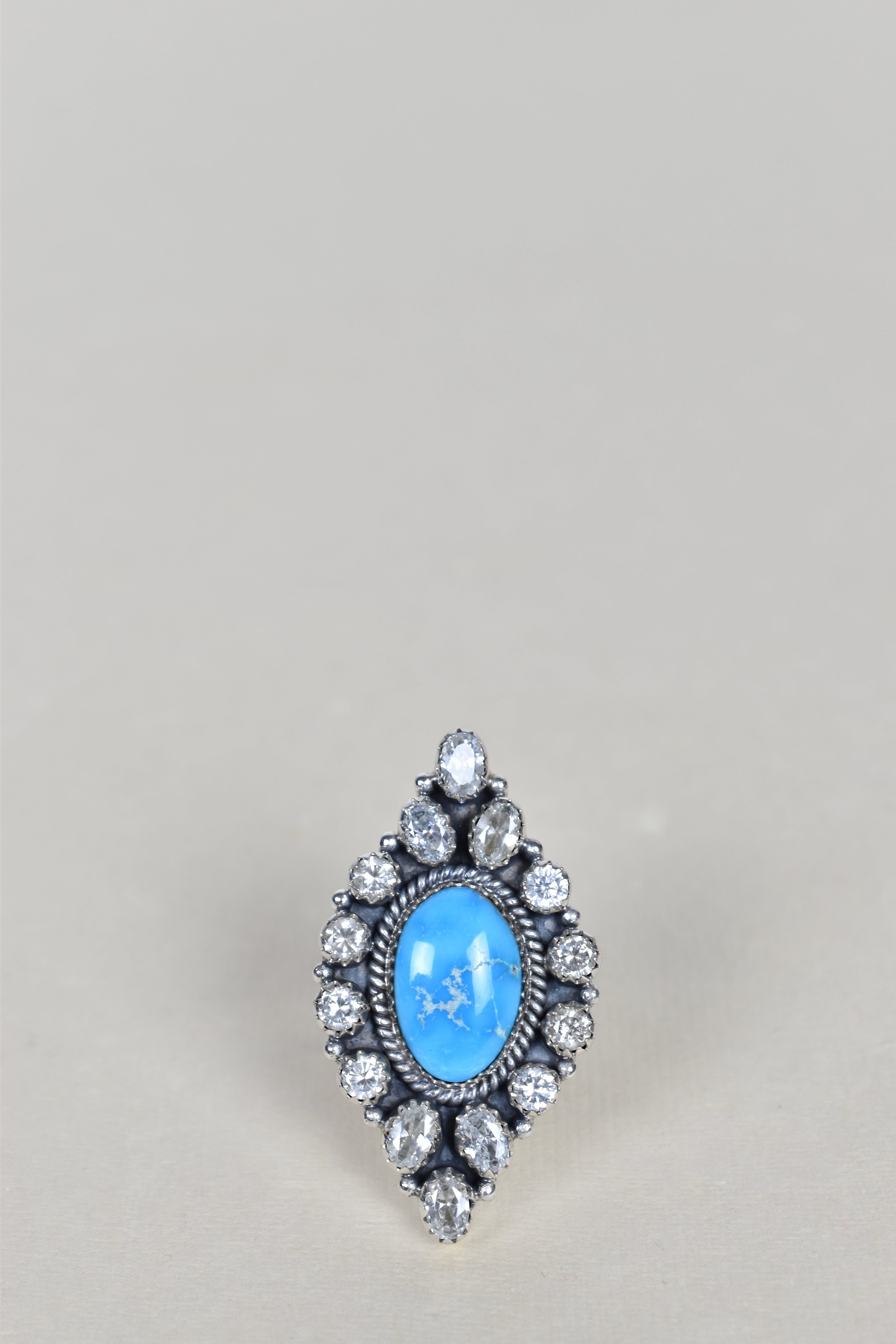 Blue Ridge Turquoise & Crystal One of A Kind Ring-Cluster Rings-Krush Kandy, Women's Online Fashion Boutique Located in Phoenix, Arizona (Scottsdale Area)