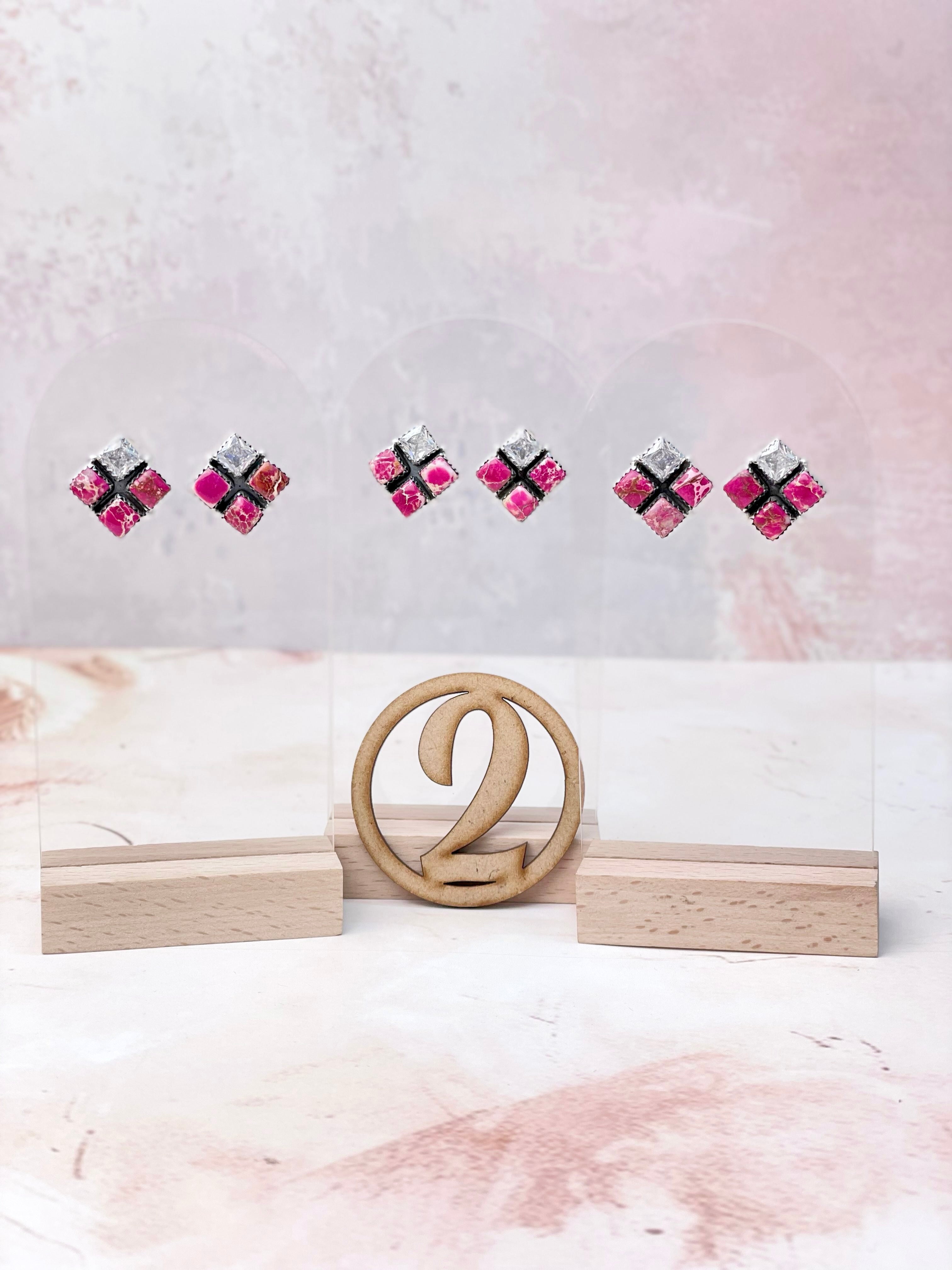 Desert Jasper CZ Square Earrings-Earrings-Krush Kandy, Women's Online Fashion Boutique Located in Phoenix, Arizona (Scottsdale Area)