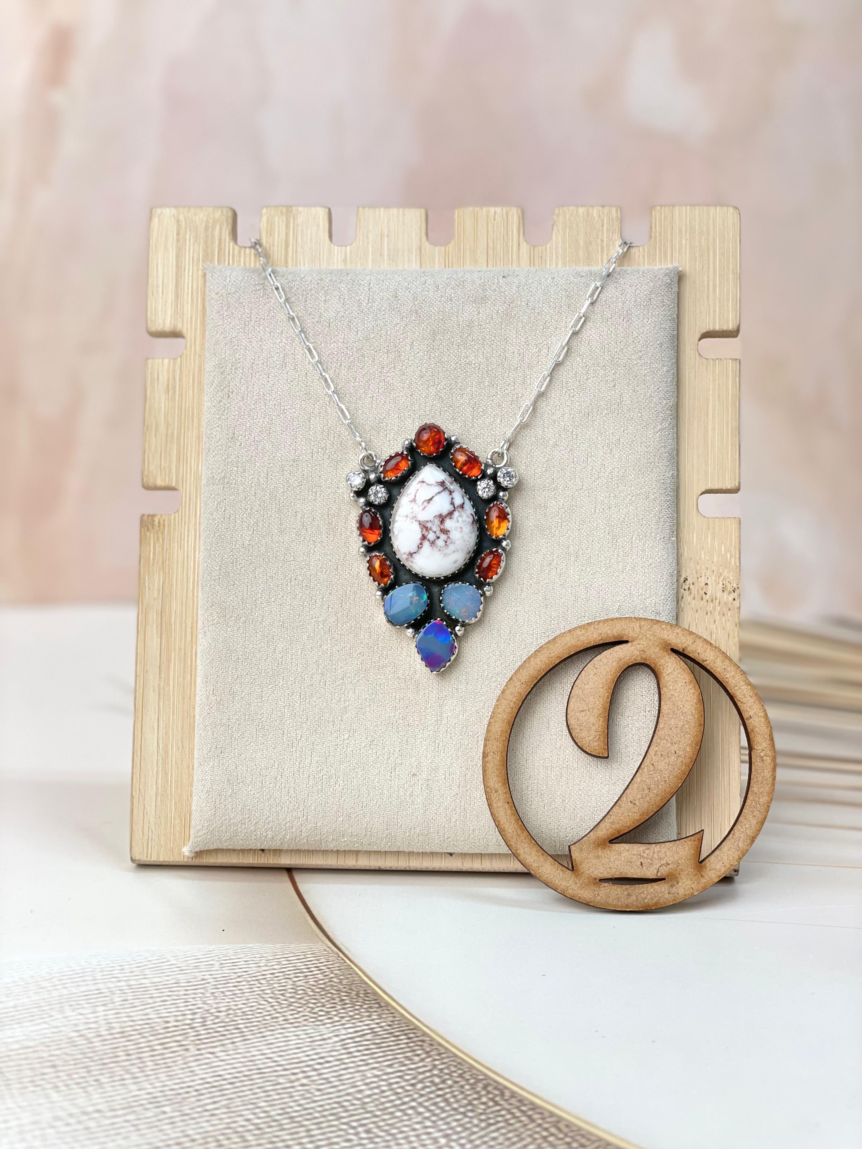 Australian Opal & Amber Necklace sno 54-Necklaces-Krush Kandy, Women's Online Fashion Boutique Located in Phoenix, Arizona (Scottsdale Area)