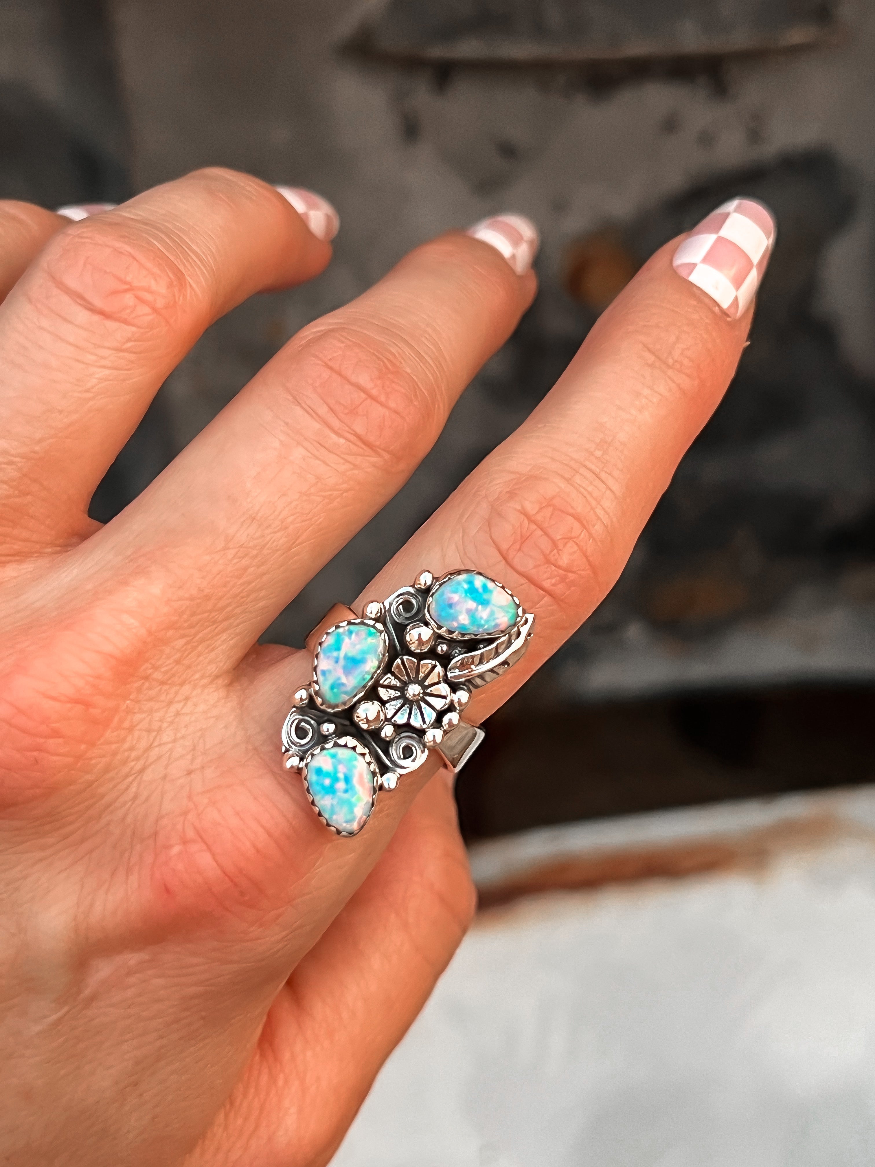 The Henley Triple Stone Flower Ring MADE TO ORDER-Cluster Rings-Krush Kandy, Women's Online Fashion Boutique Located in Phoenix, Arizona (Scottsdale Area)