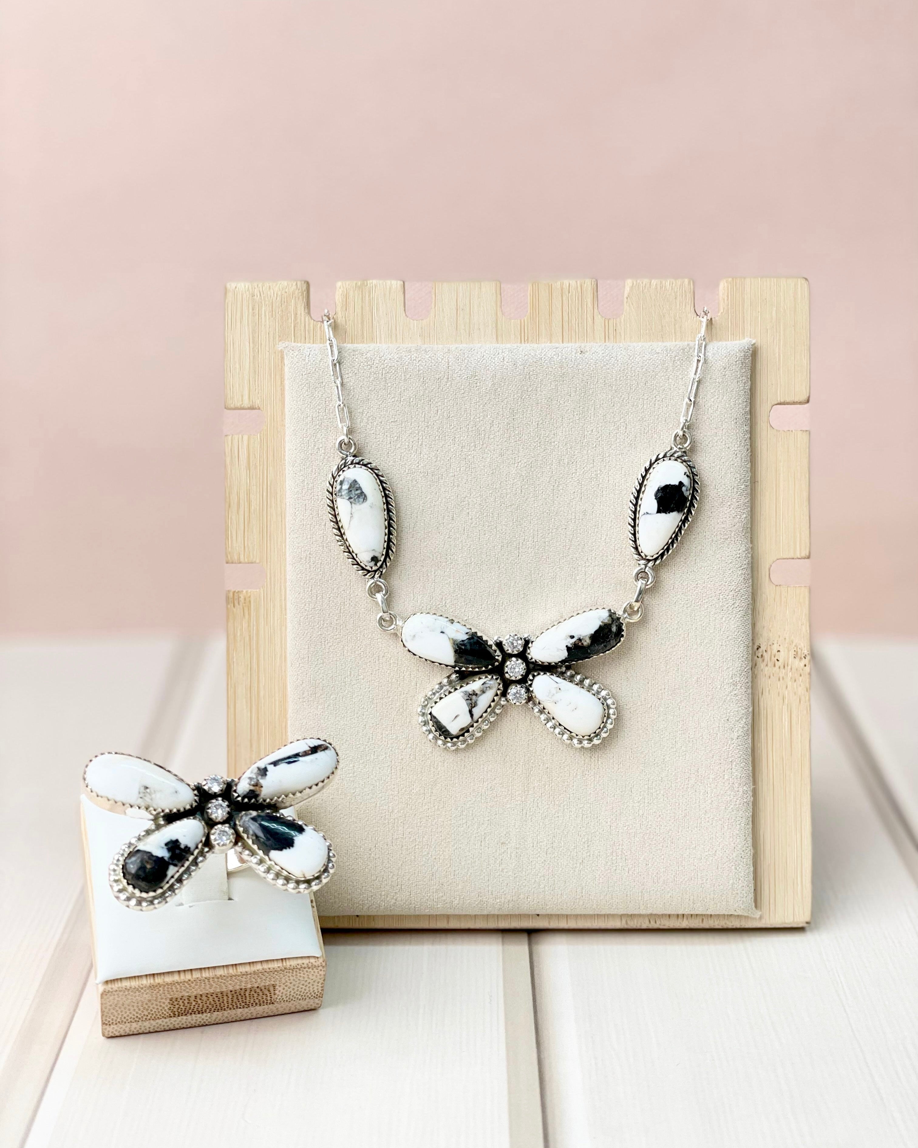 White Buffalo Desert Butterfly Set-Necklaces-Krush Kandy, Women's Online Fashion Boutique Located in Phoenix, Arizona (Scottsdale Area)