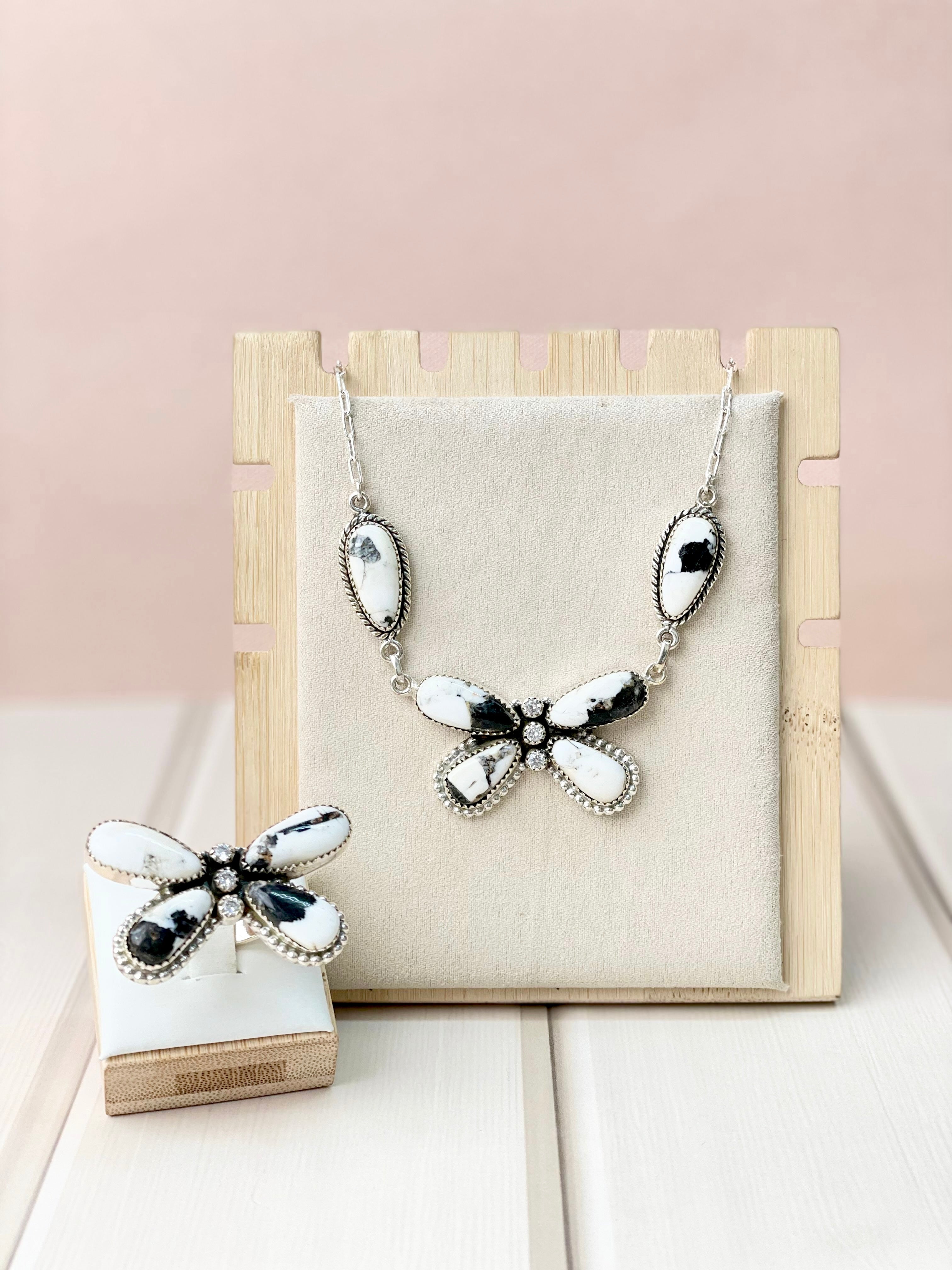 White Buffalo Desert Butterfly Set-Necklaces-Krush Kandy, Women's Online Fashion Boutique Located in Phoenix, Arizona (Scottsdale Area)