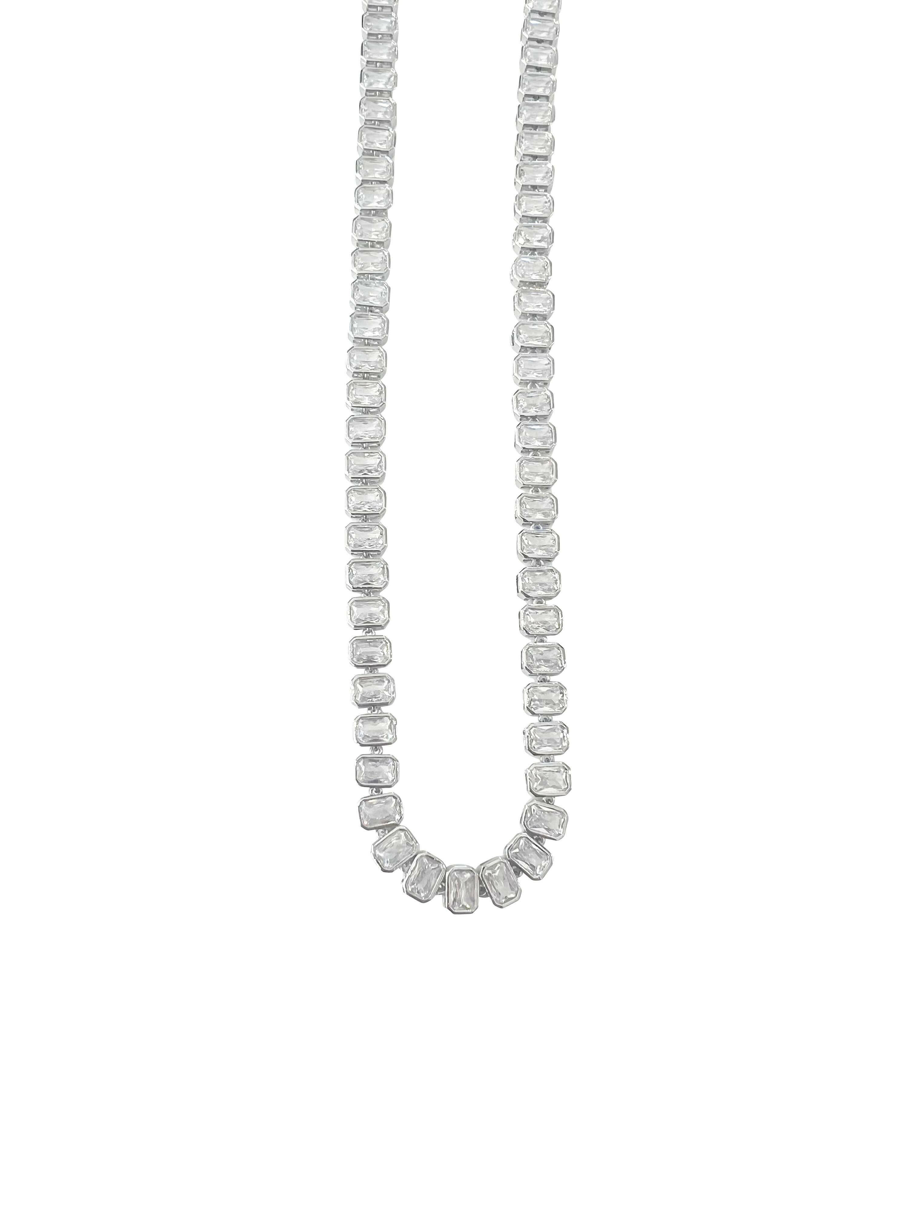 Elvie Bezel Tennis Necklace-Necklaces-Krush Kandy, Women's Online Fashion Boutique Located in Phoenix, Arizona (Scottsdale Area)