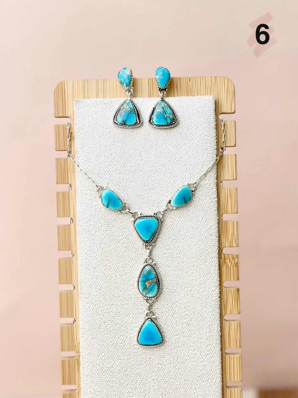 Desert Blue Jasper Necklace and Earring Set-Necklaces-Krush Kandy, Women's Online Fashion Boutique Located in Phoenix, Arizona (Scottsdale Area)