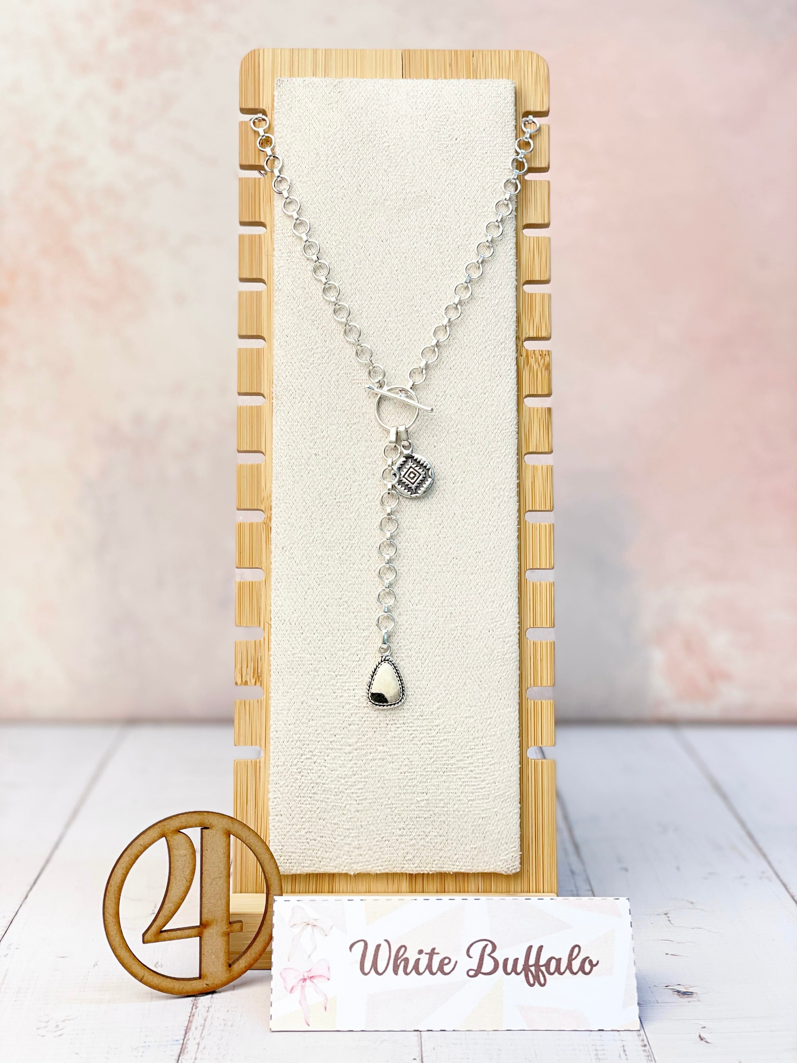 Ayla's Sterling Aztec Stone Drop Necklace-Necklaces-Krush Kandy, Women's Online Fashion Boutique Located in Phoenix, Arizona (Scottsdale Area)