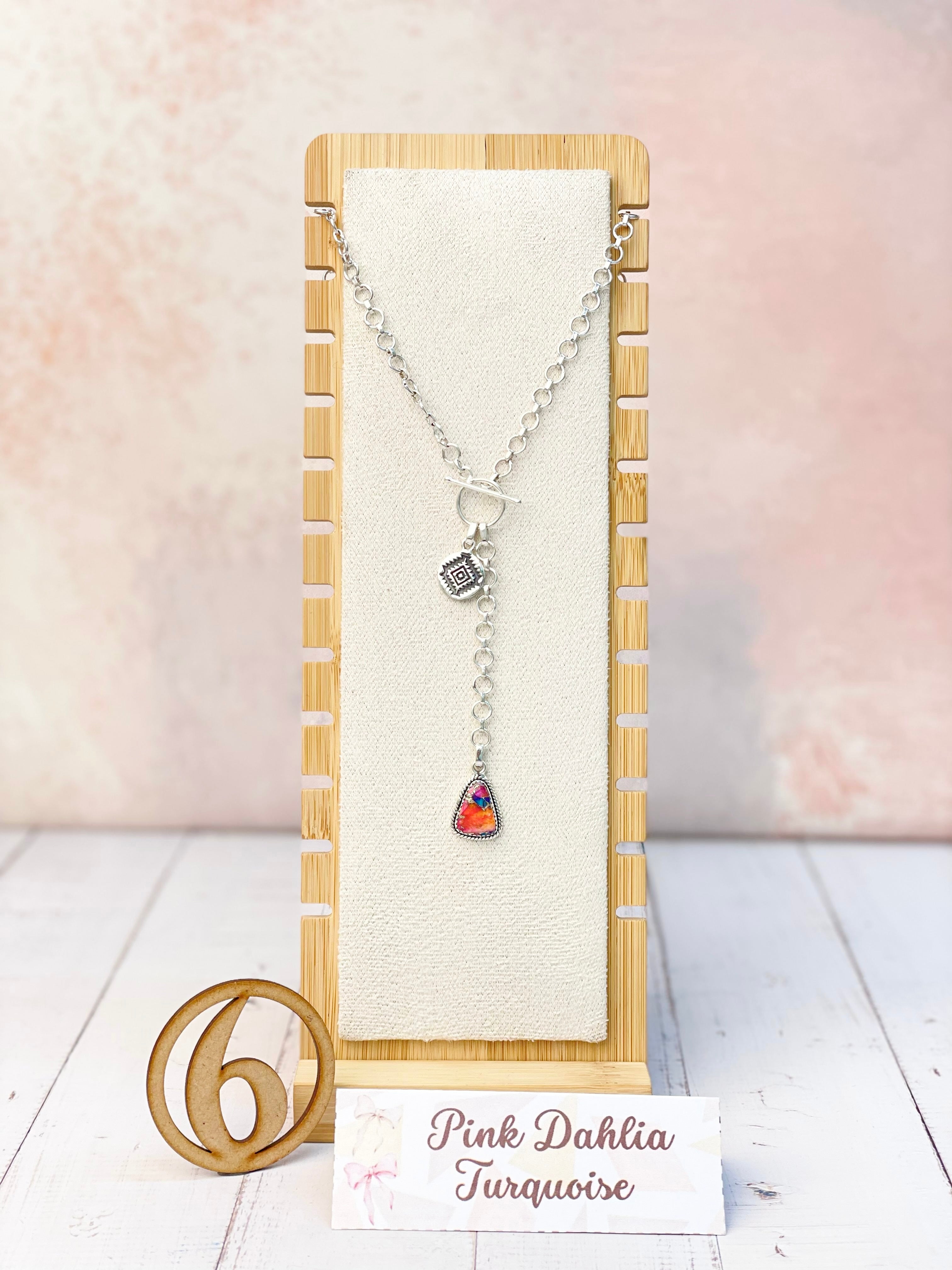 Ayla's Sterling Aztec Stone Drop Necklace-Necklaces-Krush Kandy, Women's Online Fashion Boutique Located in Phoenix, Arizona (Scottsdale Area)