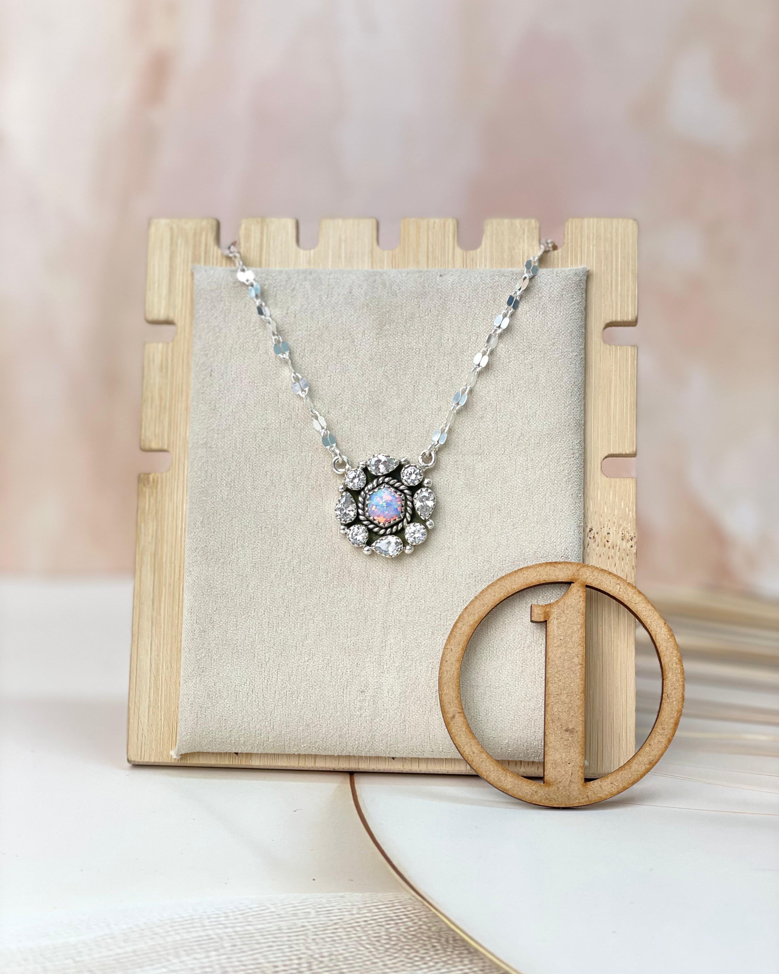 Crystals and Opal Necklace sno 44-Necklaces-Krush Kandy, Women's Online Fashion Boutique Located in Phoenix, Arizona (Scottsdale Area)