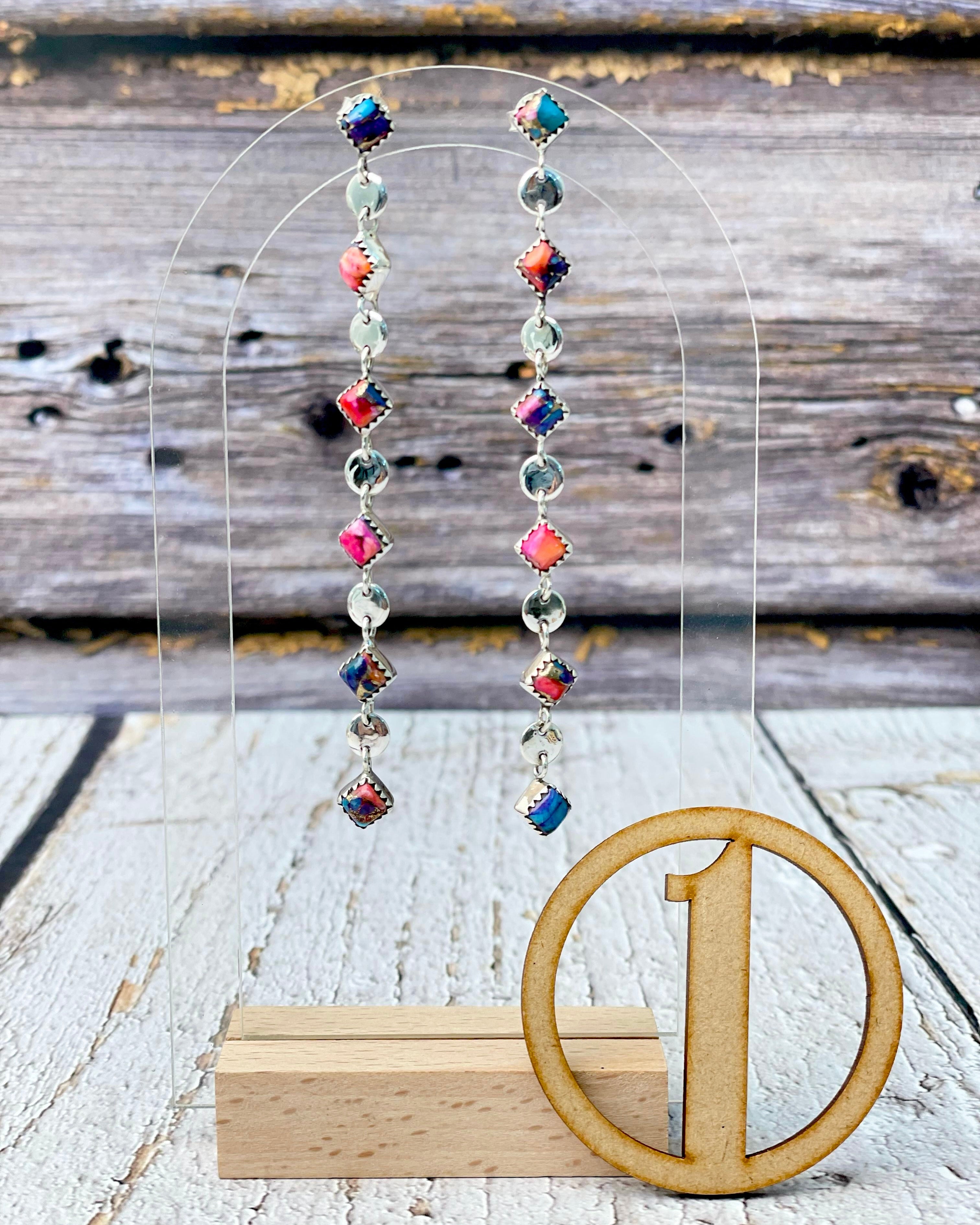 Kristyn's Dangle Statement Sterling Silver Stone Earrings-Earrings-Krush Kandy, Women's Online Fashion Boutique Located in Phoenix, Arizona (Scottsdale Area)