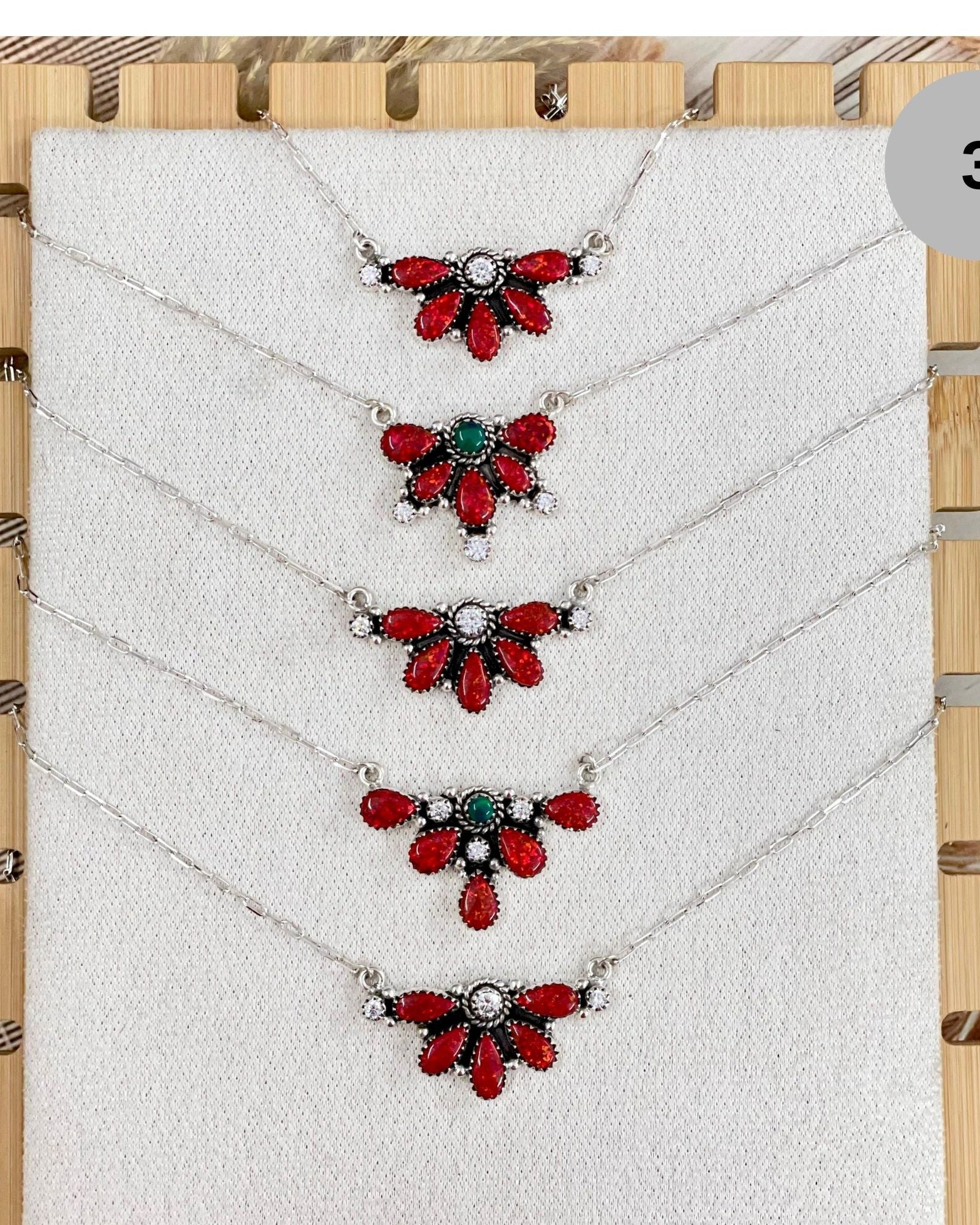 One Of A Kind Red Opal Necklaces-Chain Necklaces-Krush Kandy, Women's Online Fashion Boutique Located in Phoenix, Arizona (Scottsdale Area)