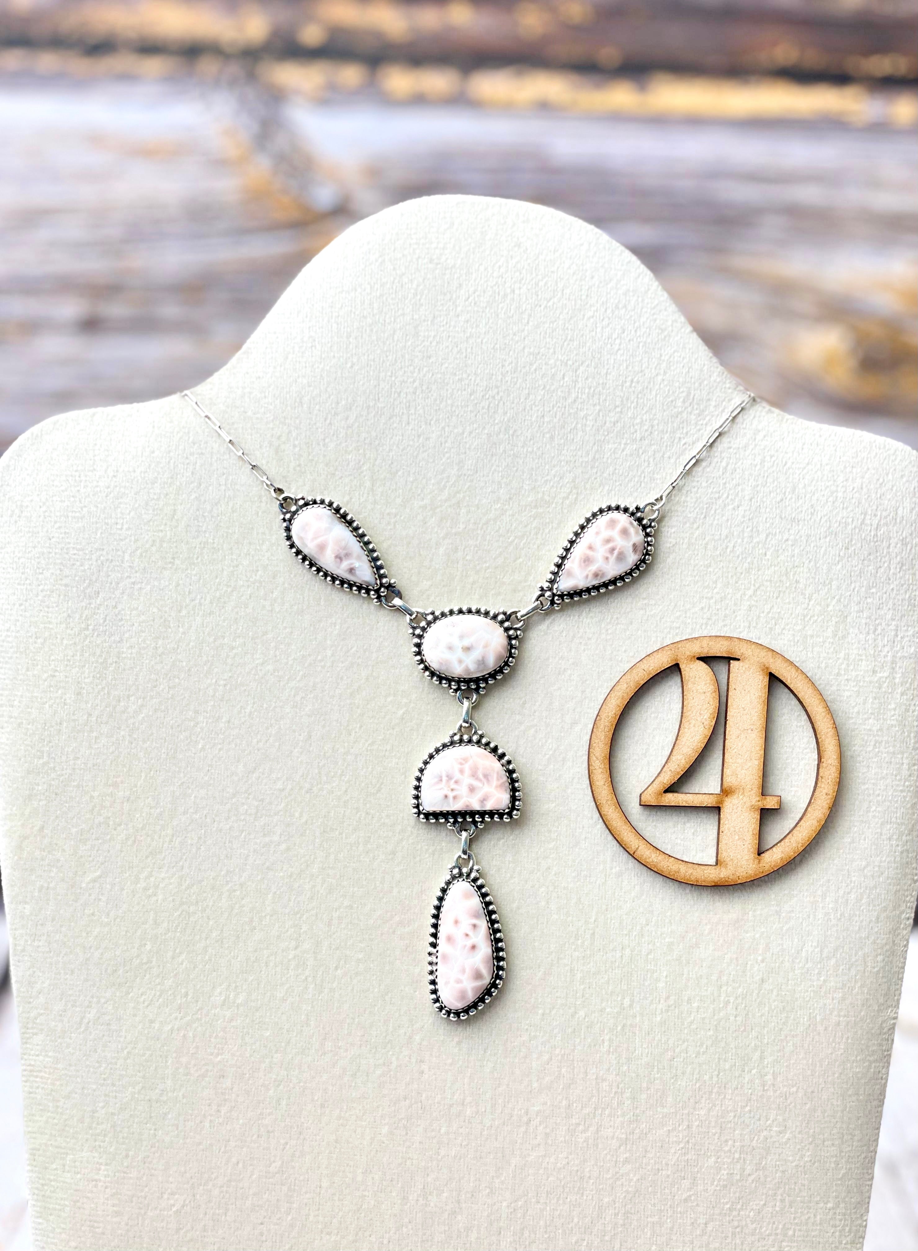 Pink Larimar Lariat Necklaces-Necklaces-Krush Kandy, Women's Online Fashion Boutique Located in Phoenix, Arizona (Scottsdale Area)