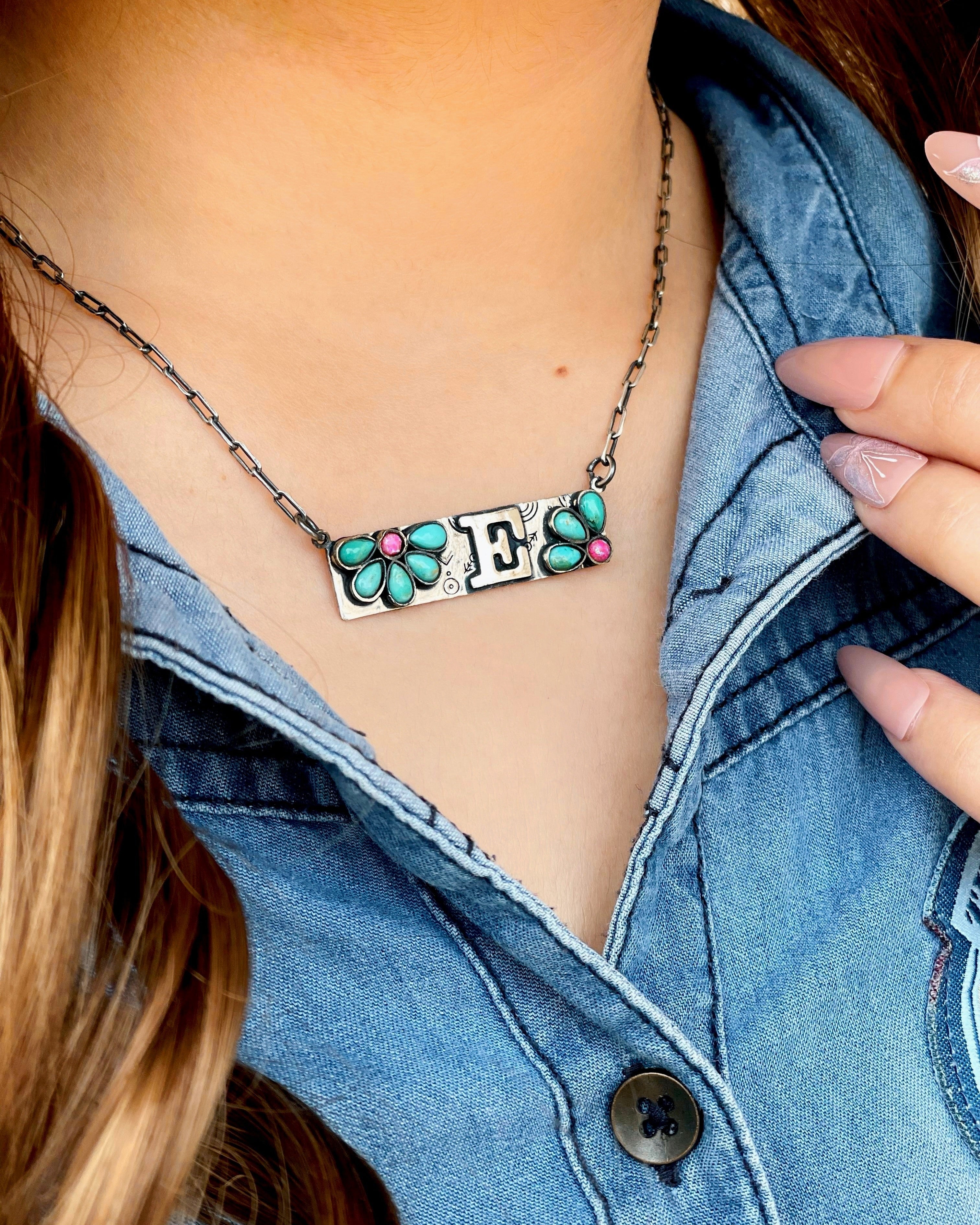 Initial Boho Daisy Bar Chain Necklace - MADE TO ORDER-Chain Necklaces-Krush Kandy, Women's Online Fashion Boutique Located in Phoenix, Arizona (Scottsdale Area)