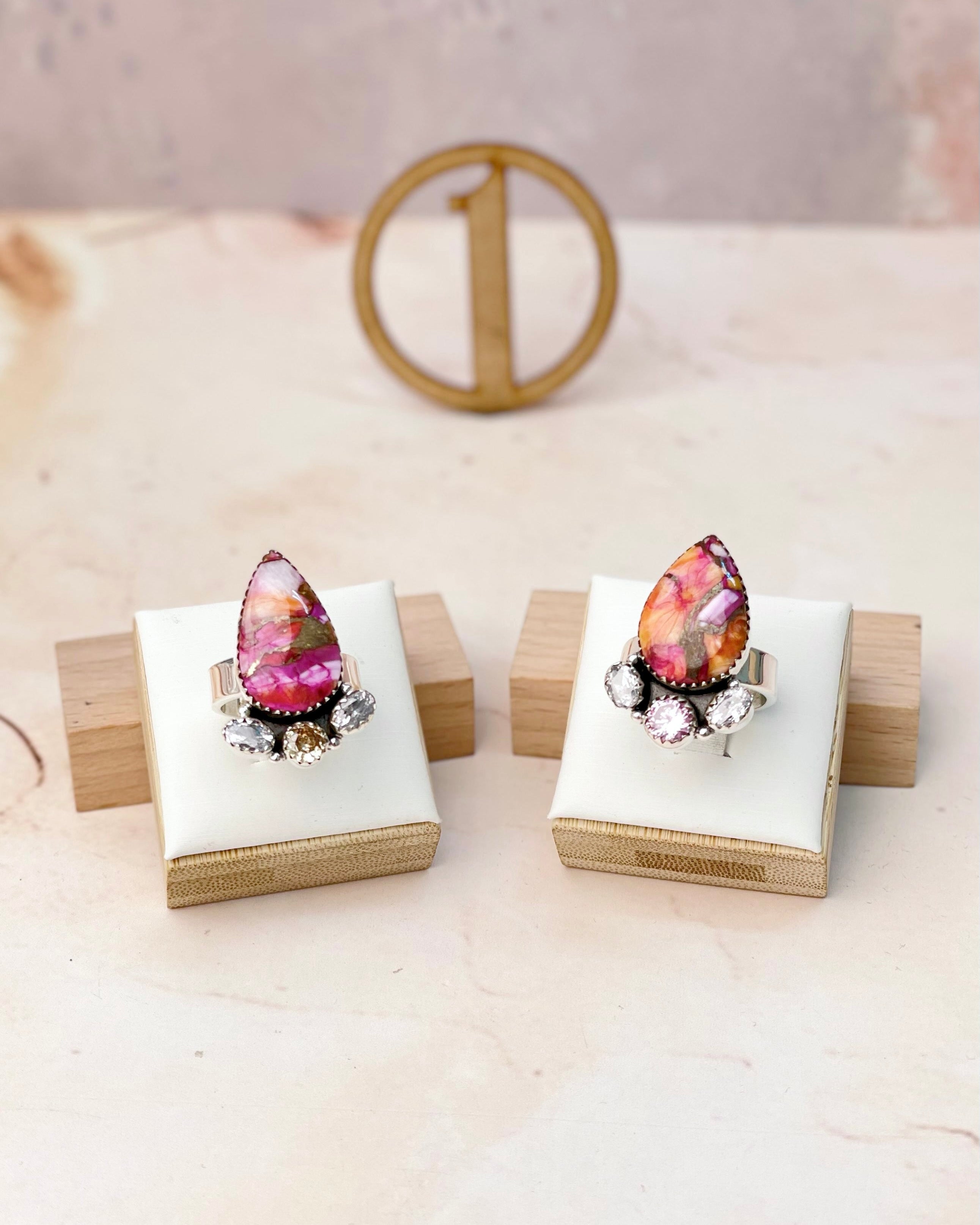 Star Burst and Pink CZ Rings-Rings-Krush Kandy, Women's Online Fashion Boutique Located in Phoenix, Arizona (Scottsdale Area)