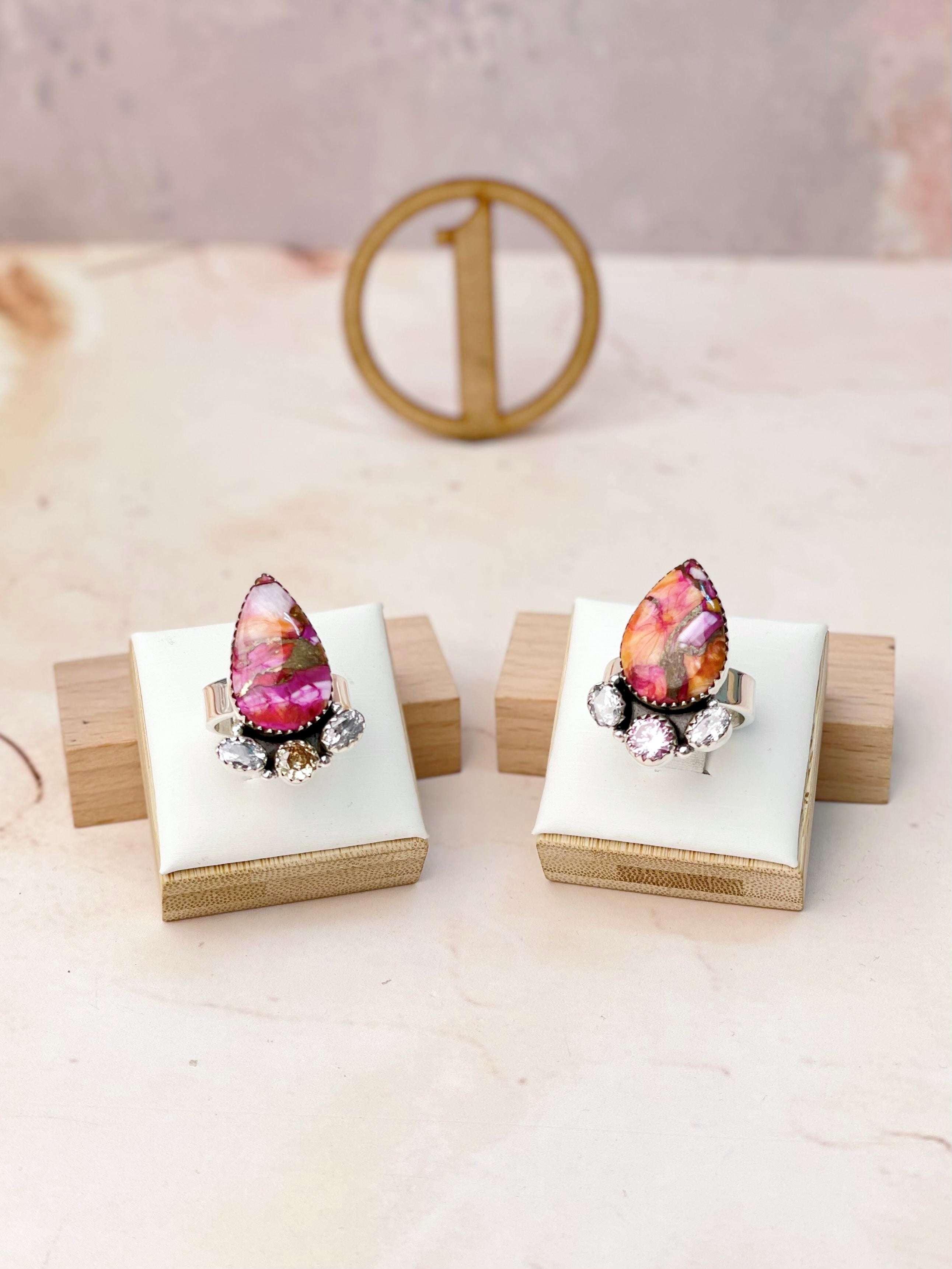 Star Burst and Pink CZ Rings-Rings-Krush Kandy, Women's Online Fashion Boutique Located in Phoenix, Arizona (Scottsdale Area)