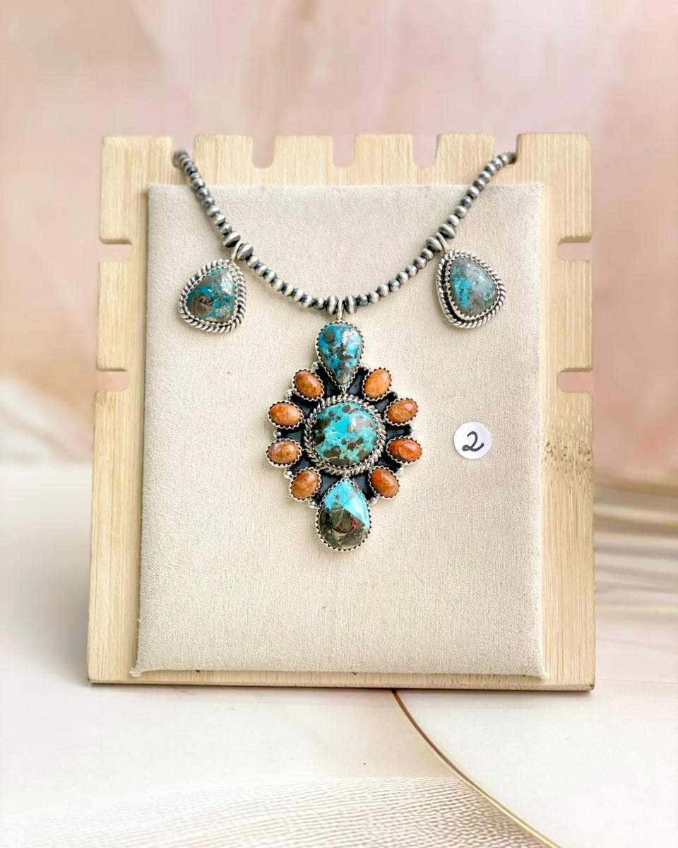 Desert Pearl Persian Turquoise & Orange Mohave Necklaces-Necklaces-Krush Kandy, Women's Online Fashion Boutique Located in Phoenix, Arizona (Scottsdale Area)