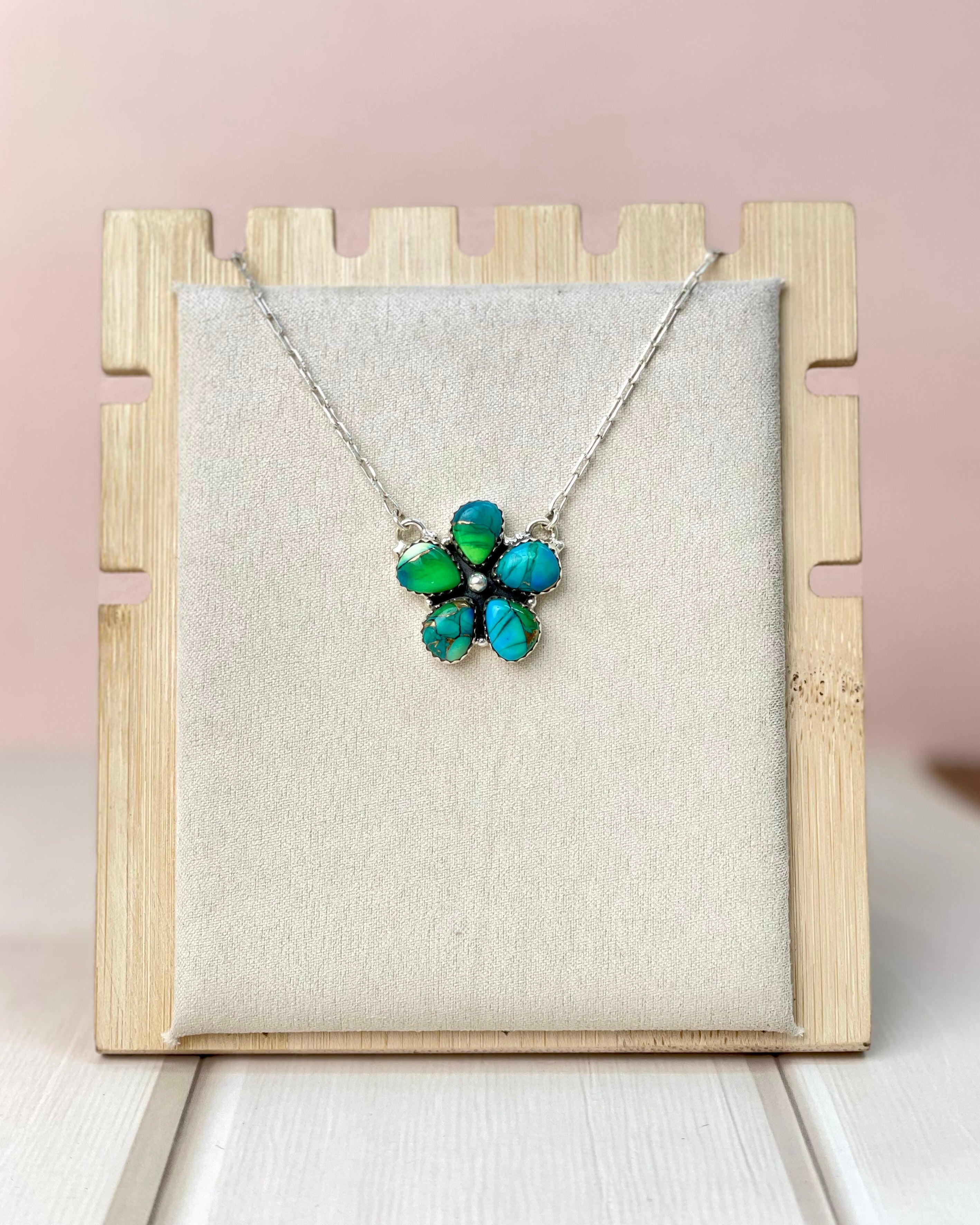 Peacock Dahlia Daisy Necklace-Necklaces-Krush Kandy, Women's Online Fashion Boutique Located in Phoenix, Arizona (Scottsdale Area)