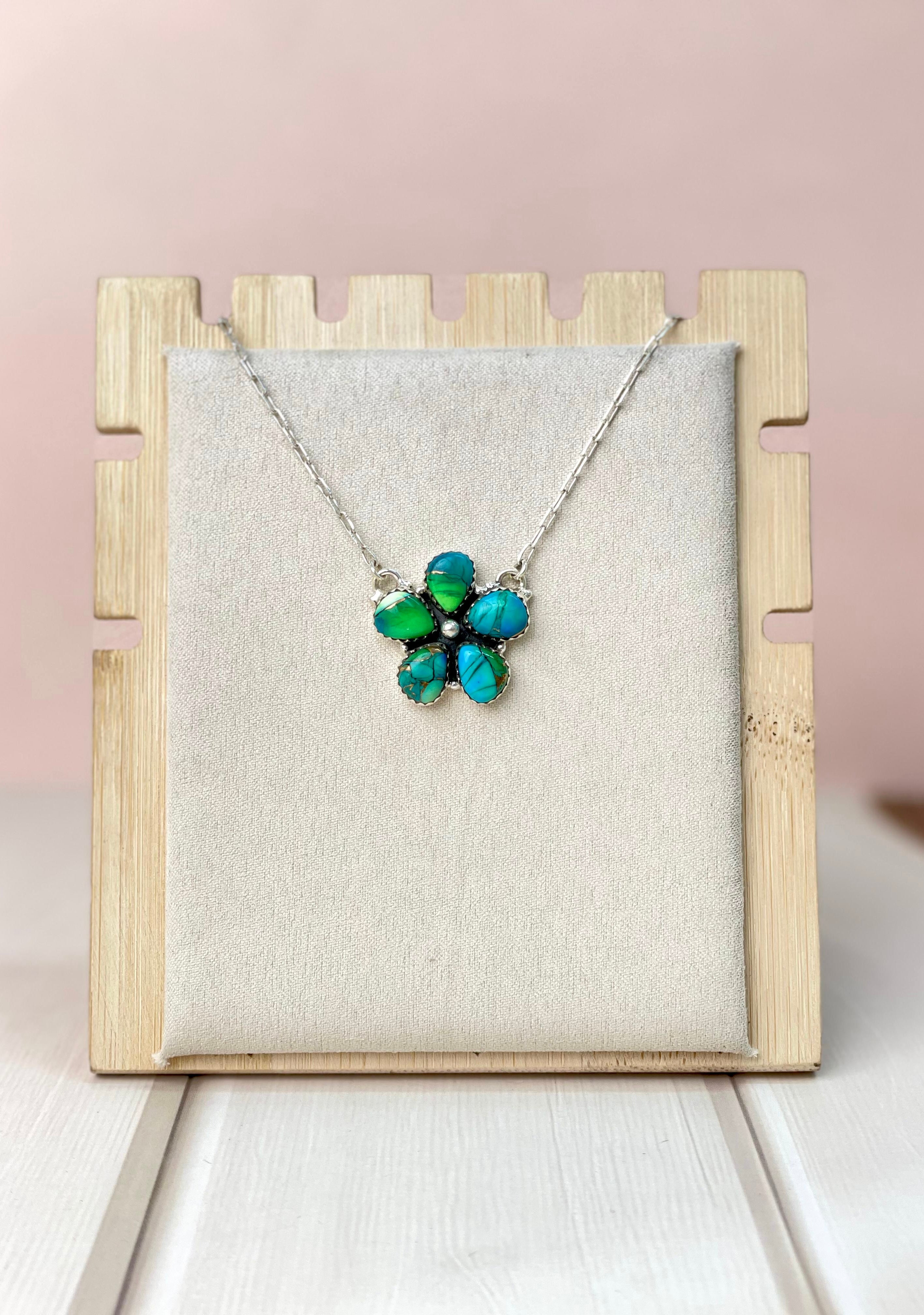Peacock Dahlia Daisy Necklace-Necklaces-Krush Kandy, Women's Online Fashion Boutique Located in Phoenix, Arizona (Scottsdale Area)