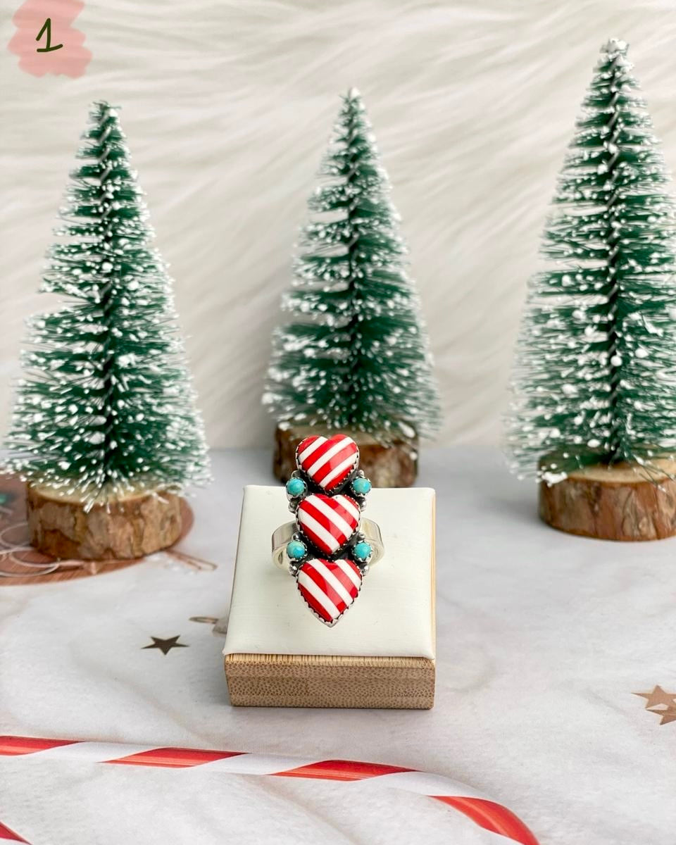 Holly Jolly Red & White Christmas Rings-Rings-Krush Kandy, Women's Online Fashion Boutique Located in Phoenix, Arizona (Scottsdale Area)