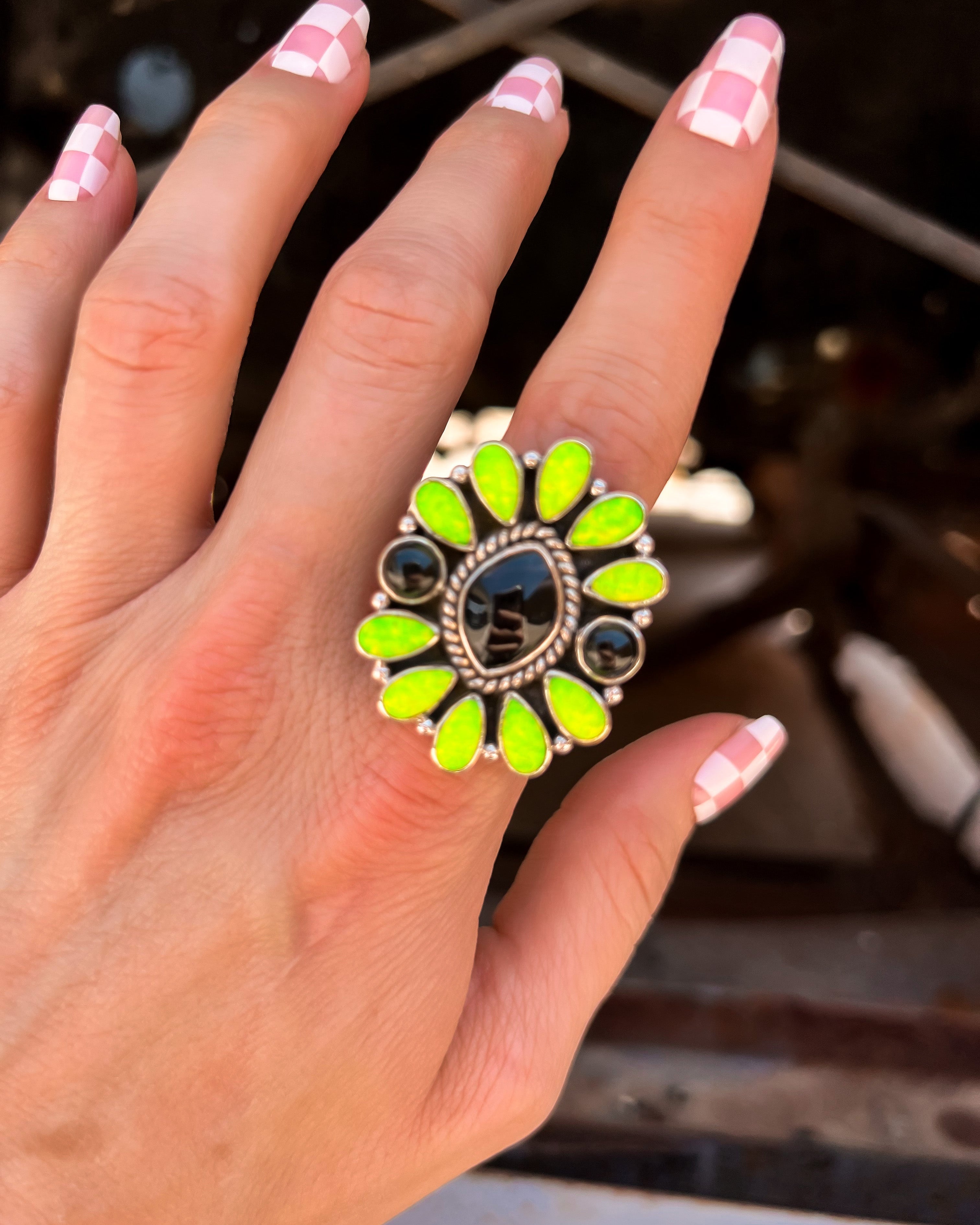Krush Original Neon Opal & Black Onyx Rings-Krush Kandy, Women's Online Fashion Boutique Located in Phoenix, Arizona (Scottsdale Area)