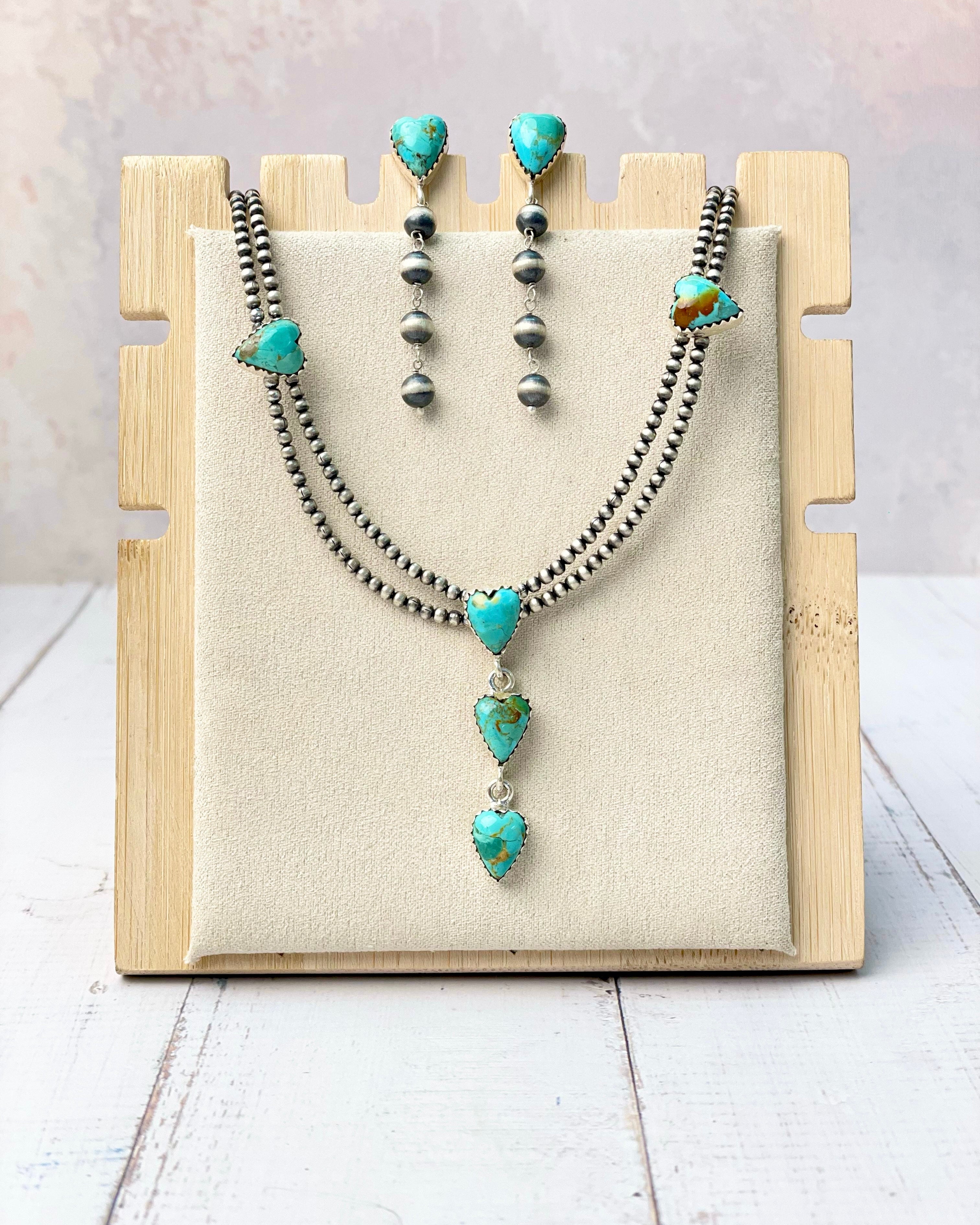 Heart On The Line Desert Pearl Necklace & Earrings Set-Necklaces-Krush Kandy, Women's Online Fashion Boutique Located in Phoenix, Arizona (Scottsdale Area)