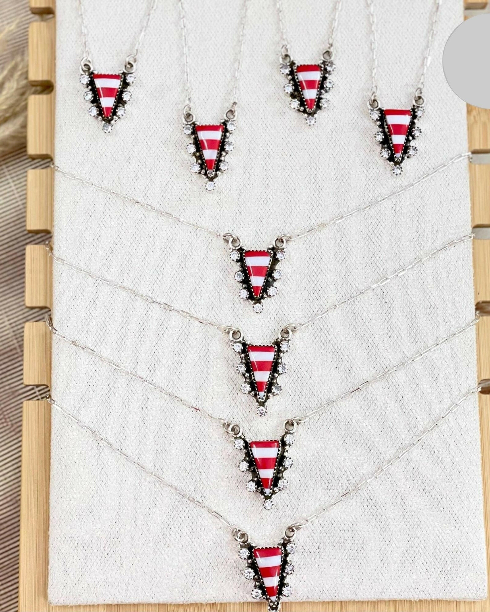 Holiday Stripe White CZ Tree Necklace-Chain Necklaces-Krush Kandy, Women's Online Fashion Boutique Located in Phoenix, Arizona (Scottsdale Area)