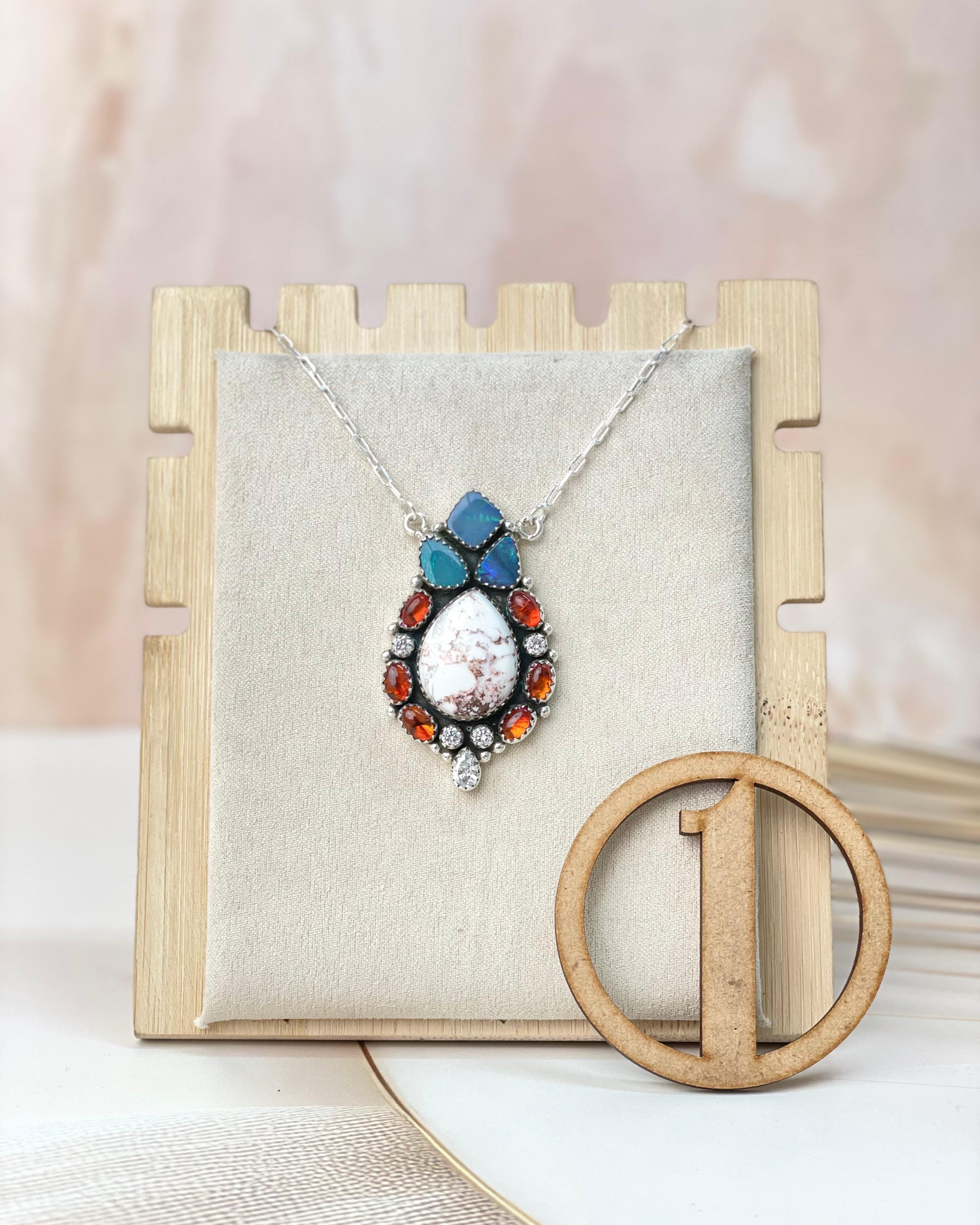 Australian Opal & Amber Necklace sno 54-Necklaces-Krush Kandy, Women's Online Fashion Boutique Located in Phoenix, Arizona (Scottsdale Area)