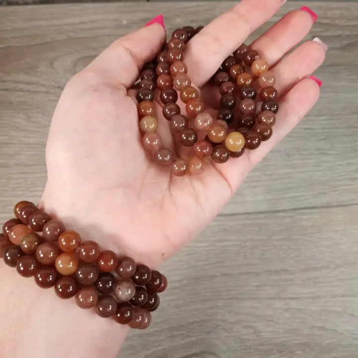 8mm Red Aventurine Beaded Stretch Bracelet-Chain Bracelets-Krush Kandy, Women's Online Fashion Boutique Located in Phoenix, Arizona (Scottsdale Area)