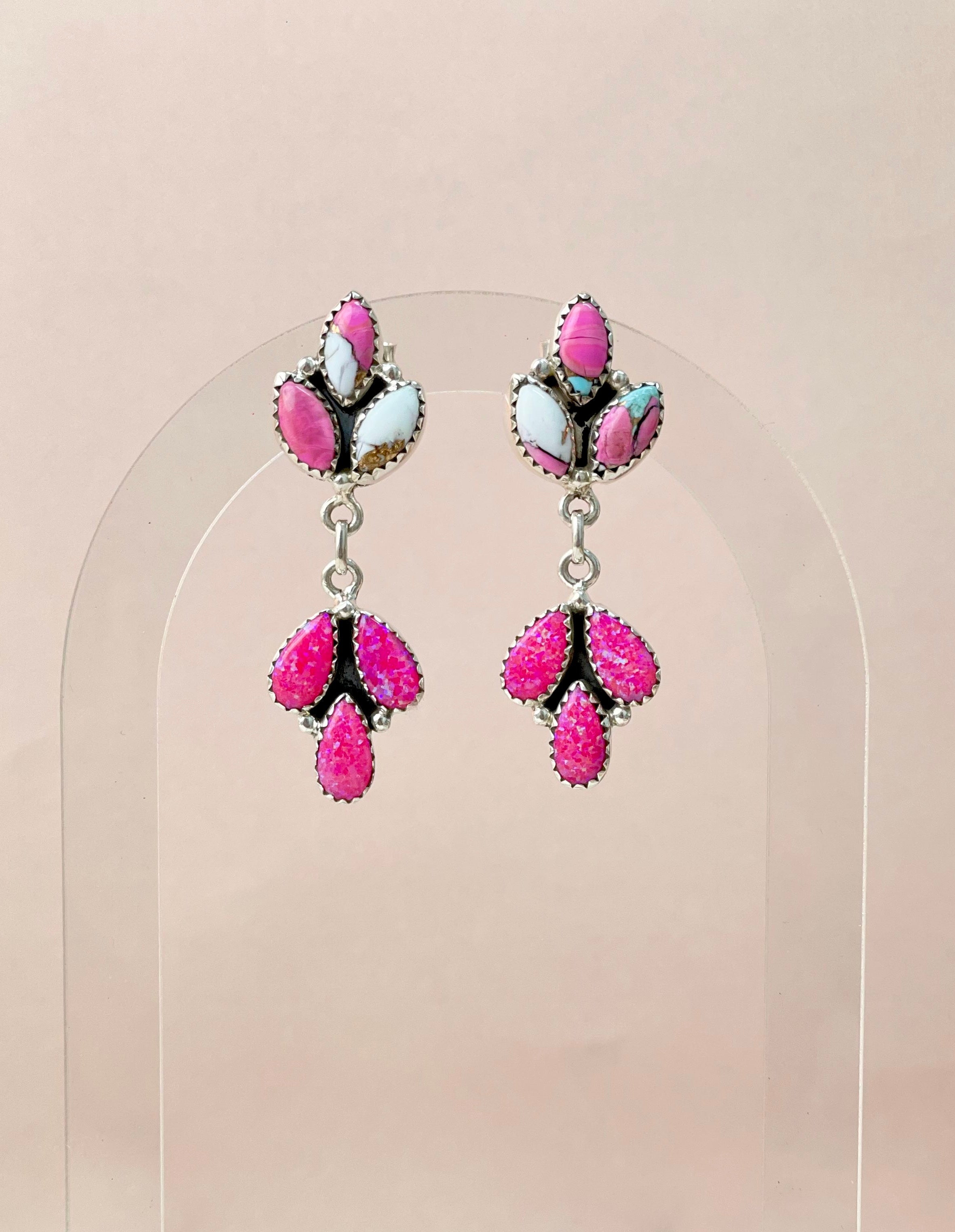 Cotton Candy & Mimosa Pink Opal Earrings-Earrings-Krush Kandy, Women's Online Fashion Boutique Located in Phoenix, Arizona (Scottsdale Area)