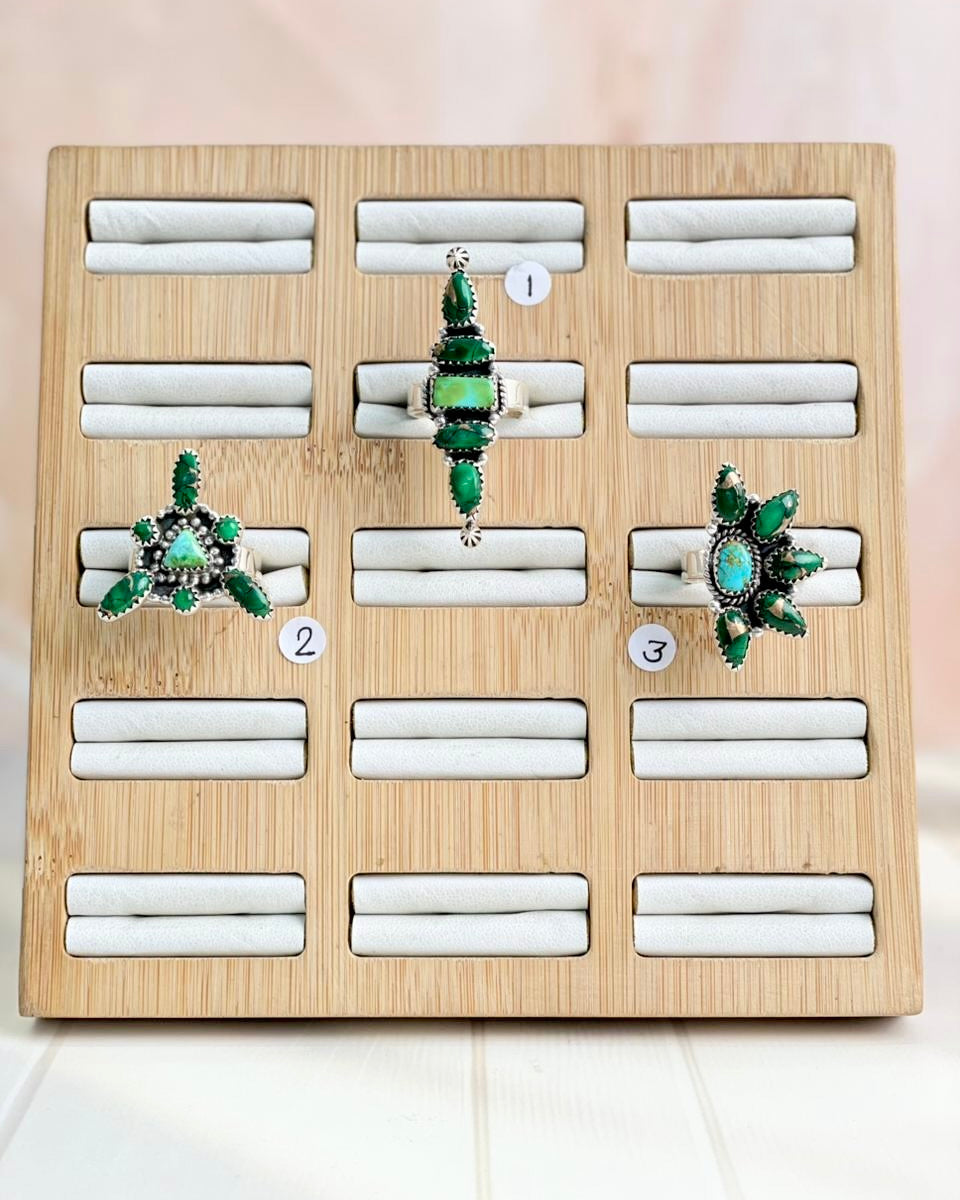 Irish Green Dahlia & Sonoran One of a Kind Boho Rings-Rings-Krush Kandy, Women's Online Fashion Boutique Located in Phoenix, Arizona (Scottsdale Area)