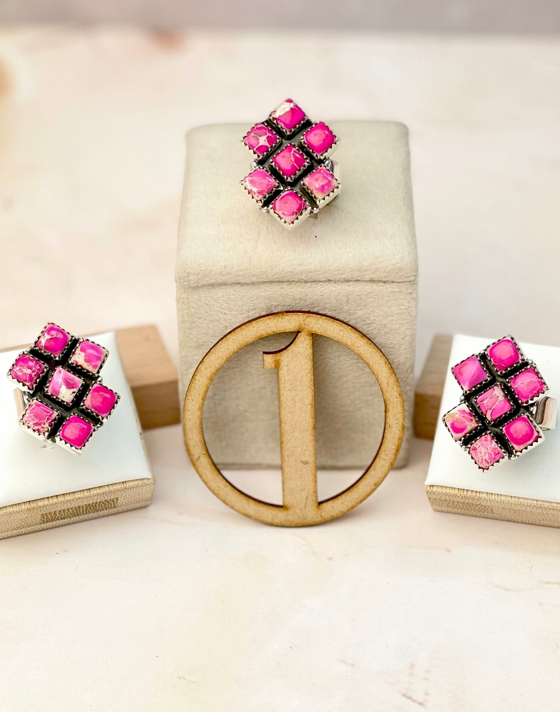 Desert Jasper Square Cut Rings-Rings-Krush Kandy, Women's Online Fashion Boutique Located in Phoenix, Arizona (Scottsdale Area)