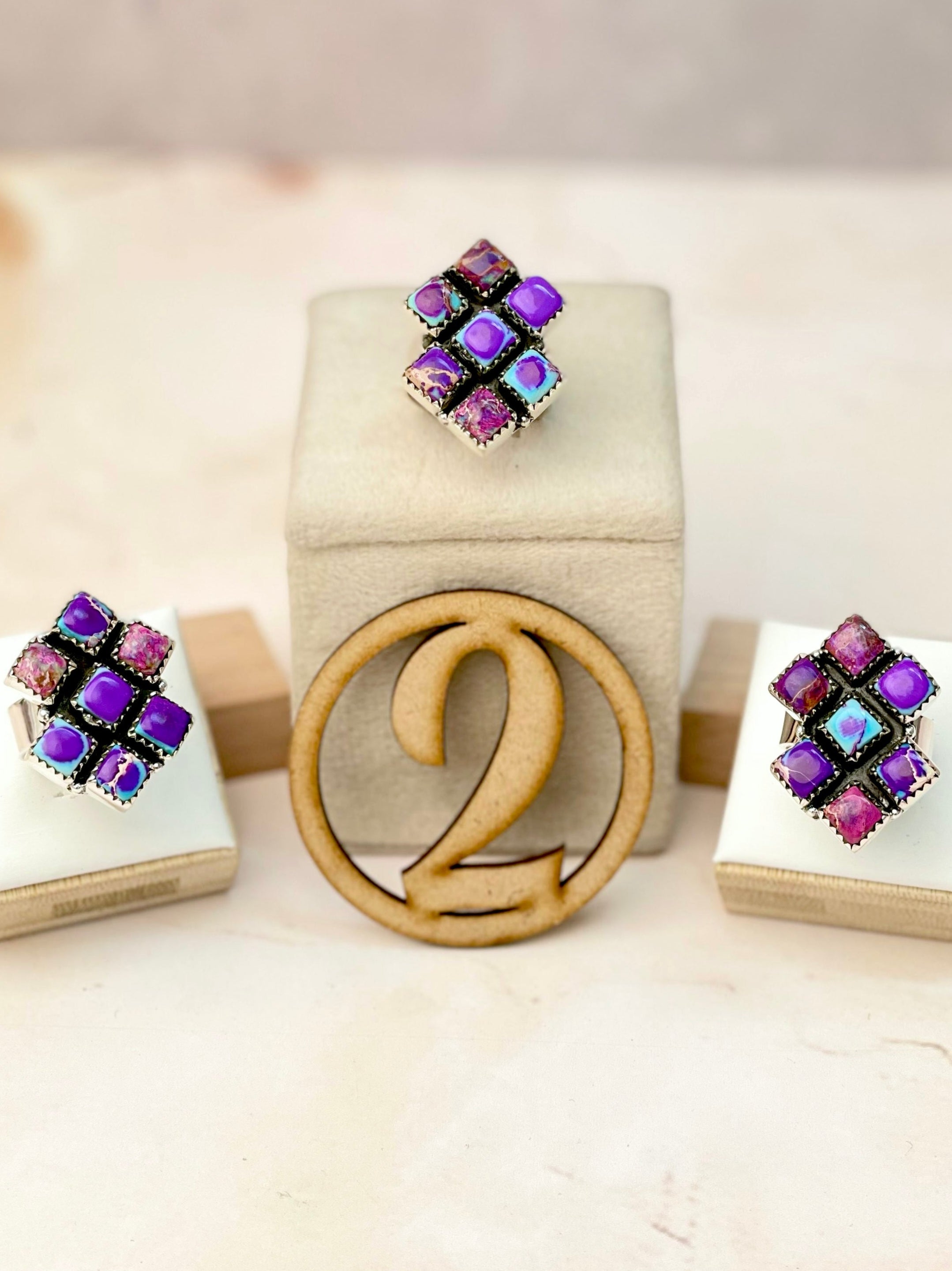 Desert Jasper Square Cut Rings-Rings-Krush Kandy, Women's Online Fashion Boutique Located in Phoenix, Arizona (Scottsdale Area)