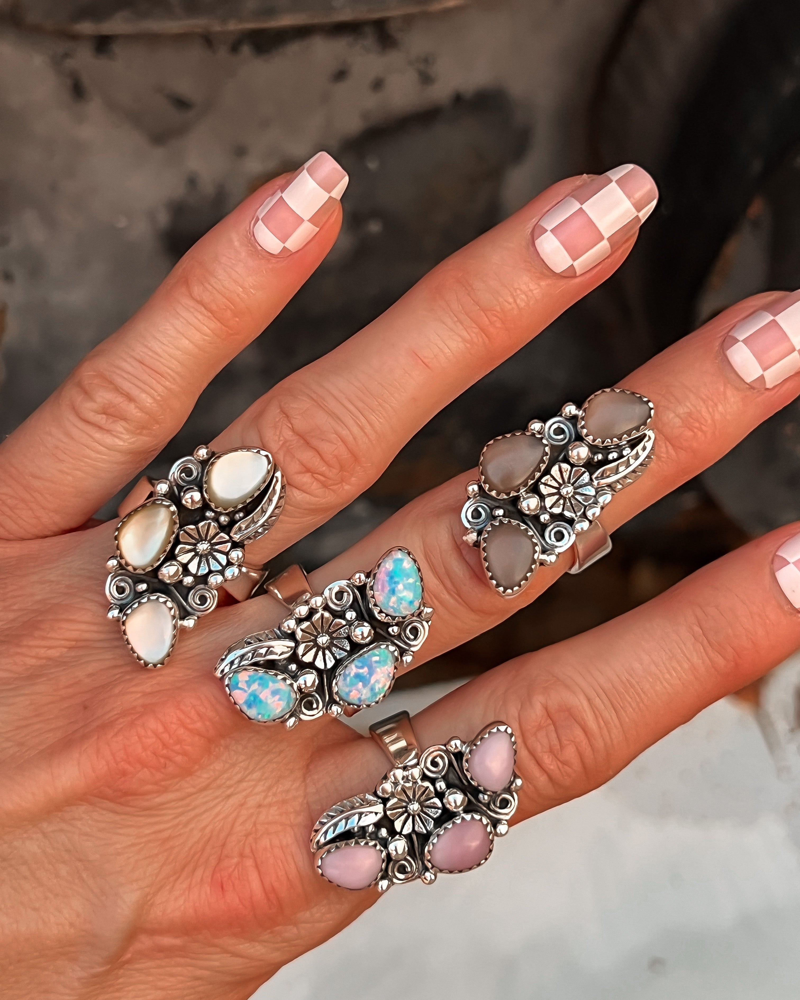 The Henley Triple Stone Flower Ring MADE TO ORDER-Cluster Rings-Krush Kandy, Women's Online Fashion Boutique Located in Phoenix, Arizona (Scottsdale Area)