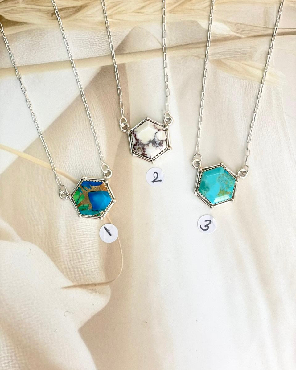 Hexagon Chain Pendants sno 23-Pendant Necklaces-Krush Kandy, Women's Online Fashion Boutique Located in Phoenix, Arizona (Scottsdale Area)