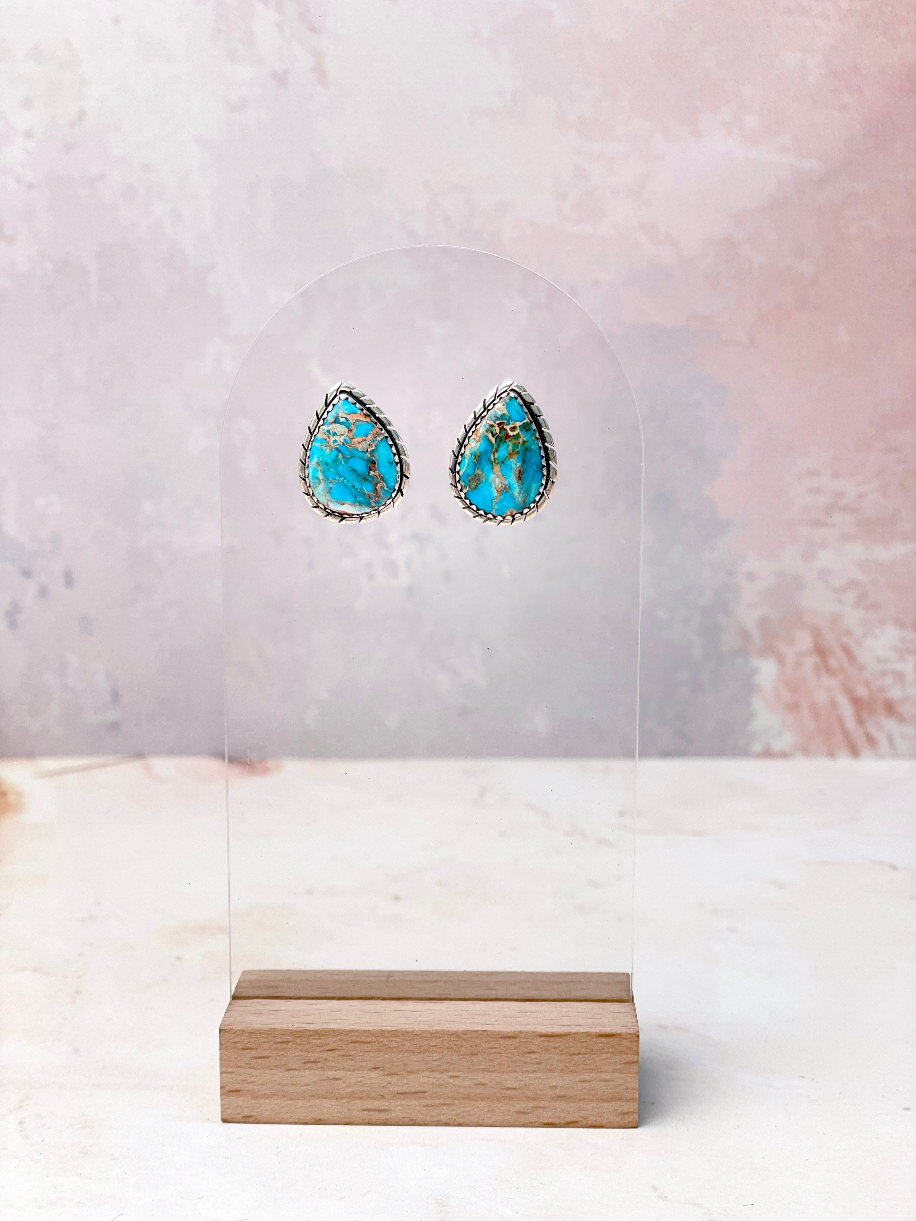 Desert Blue Jasper Slab Studs-Earrings-Krush Kandy, Women's Online Fashion Boutique Located in Phoenix, Arizona (Scottsdale Area)