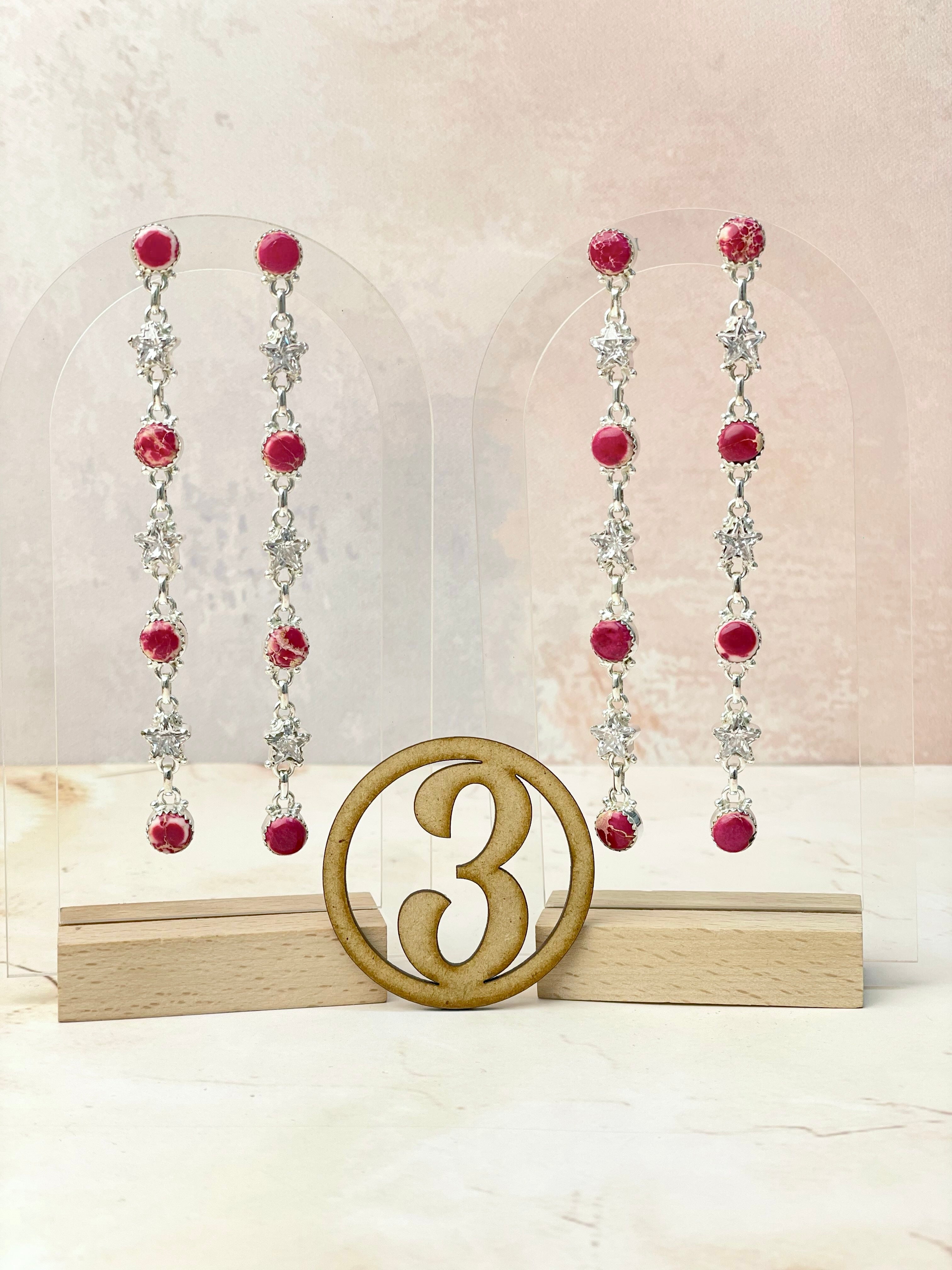 Desert Jasper and Star Cz Earrings-Earrings-Krush Kandy, Women's Online Fashion Boutique Located in Phoenix, Arizona (Scottsdale Area)