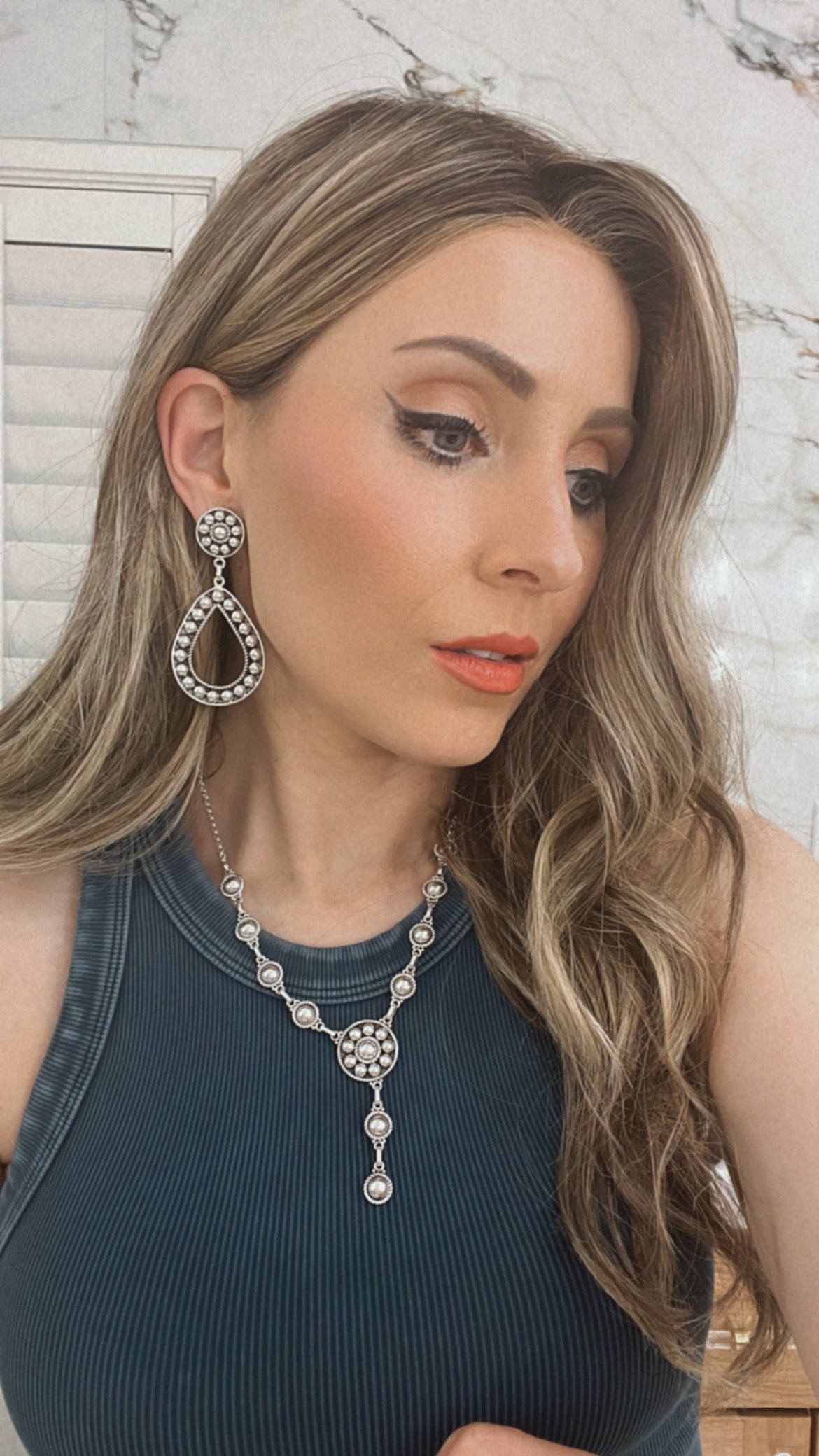 Set The Tone Sterling Concho Lariat Necklace-Lariat and Y Necklaces-Krush Kandy, Women's Online Fashion Boutique Located in Phoenix, Arizona (Scottsdale Area)
