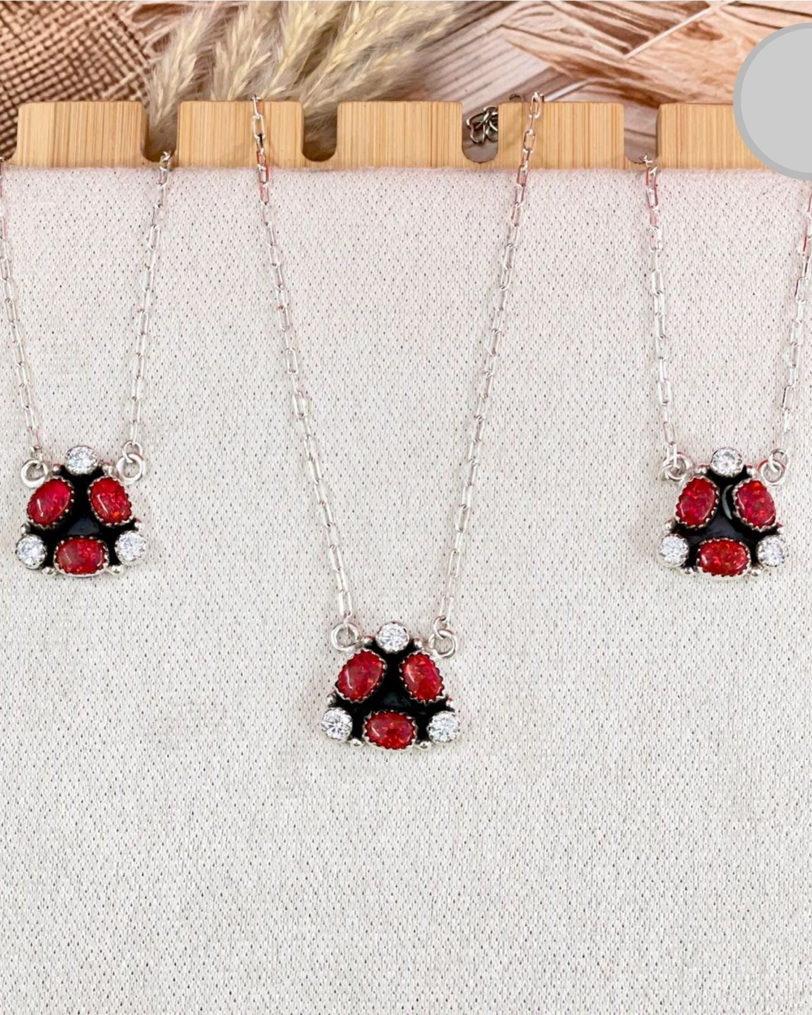 Red Opal Cluster Necklace-Chain Necklaces-Krush Kandy, Women's Online Fashion Boutique Located in Phoenix, Arizona (Scottsdale Area)