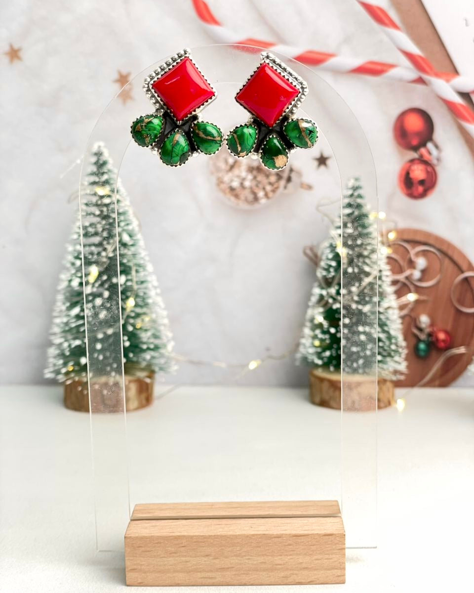 Christmas in Kandyland Square Studs-Earrings-Krush Kandy, Women's Online Fashion Boutique Located in Phoenix, Arizona (Scottsdale Area)