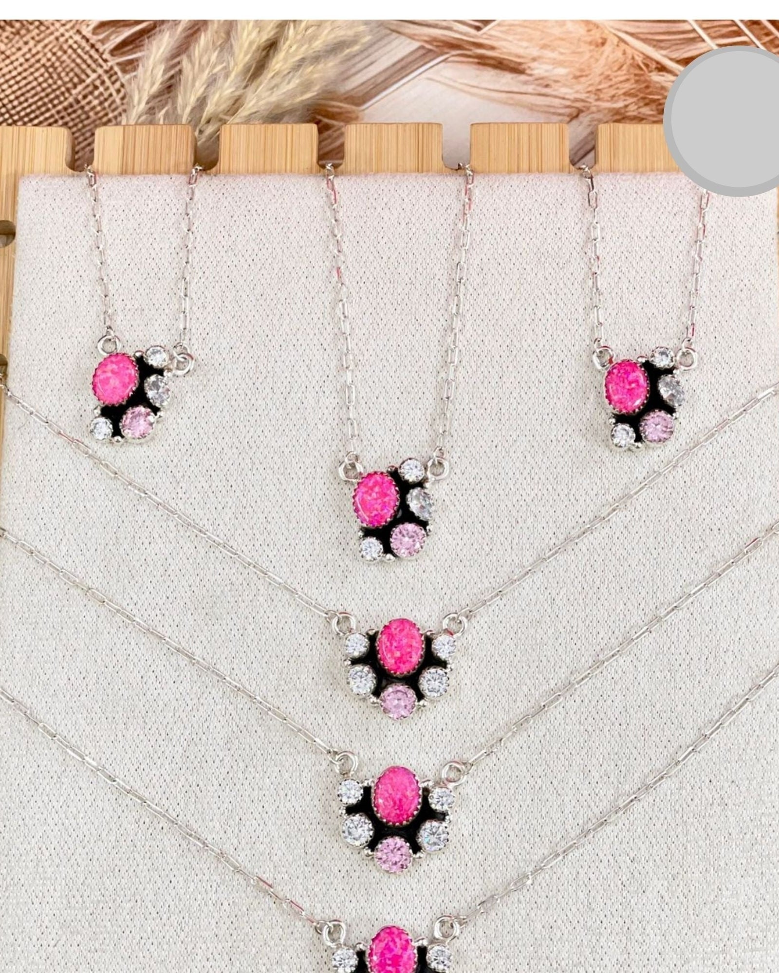 Neon Pink Opal & Crystal Necklace-Chain Necklaces-Krush Kandy, Women's Online Fashion Boutique Located in Phoenix, Arizona (Scottsdale Area)