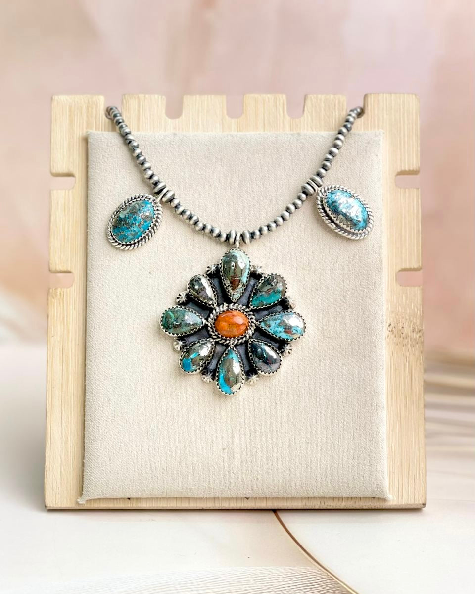 Desert Pearl Persian Turquoise & Orange Mohave Necklaces no 3-Necklaces-Krush Kandy, Women's Online Fashion Boutique Located in Phoenix, Arizona (Scottsdale Area)