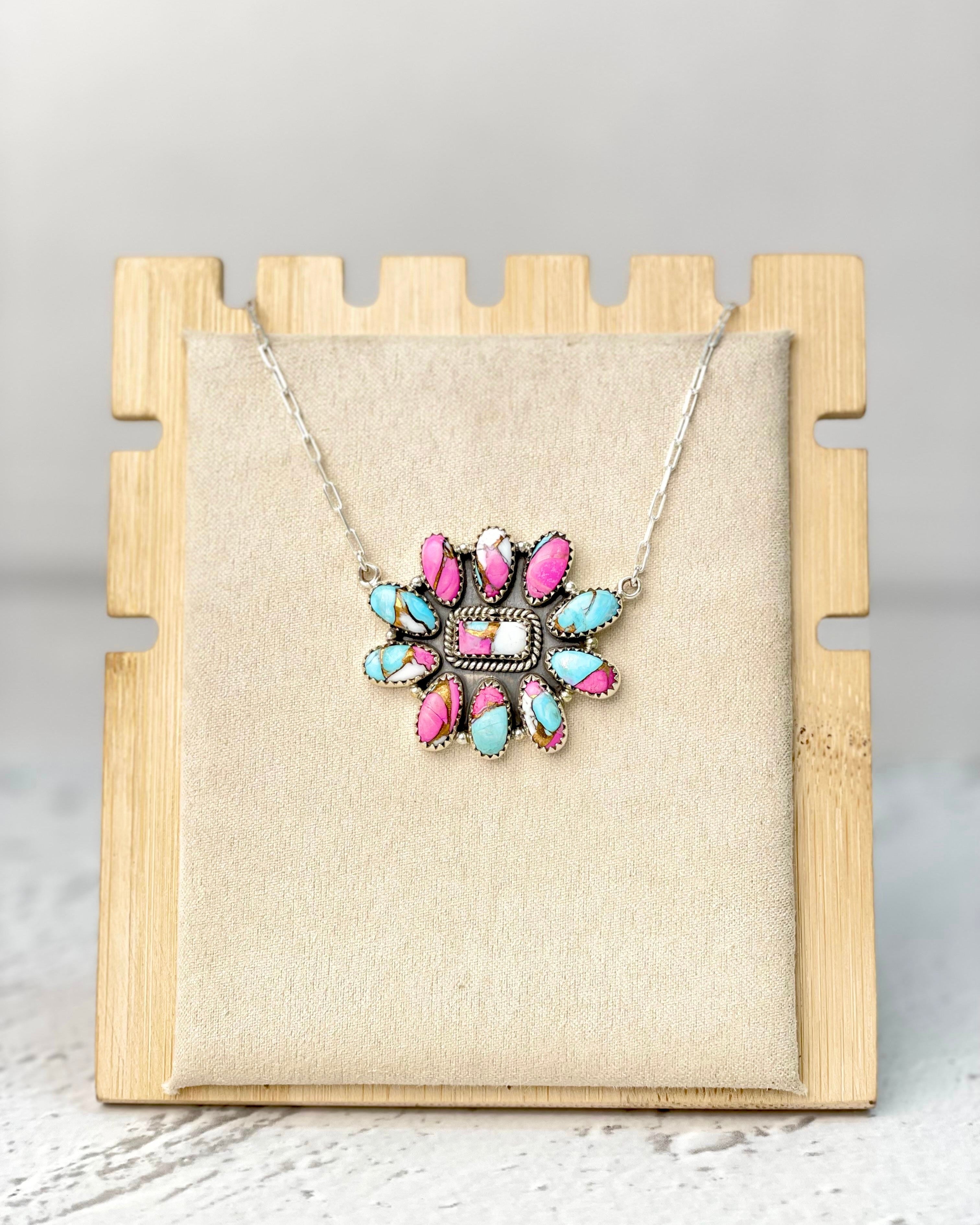 Cotton Candy Long Daisy Necklace-Necklaces-Krush Kandy, Women's Online Fashion Boutique Located in Phoenix, Arizona (Scottsdale Area)